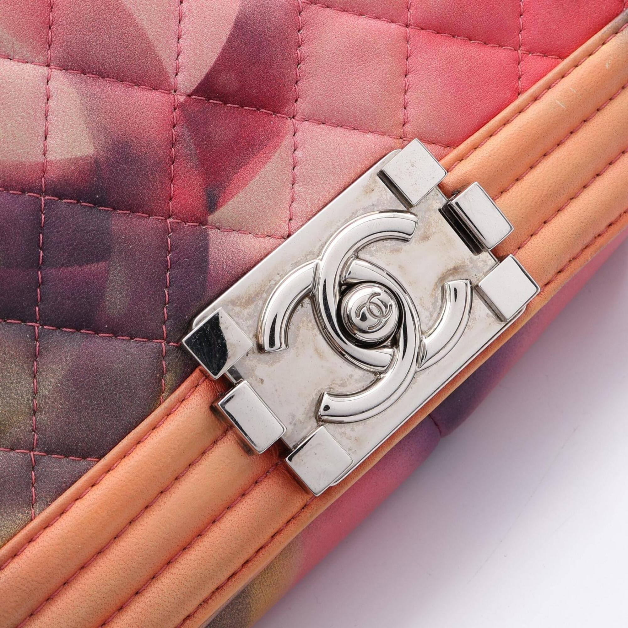 Chanel Multi-Color Pink Leather Handbag Shoulder Bag (Pre-Owned)