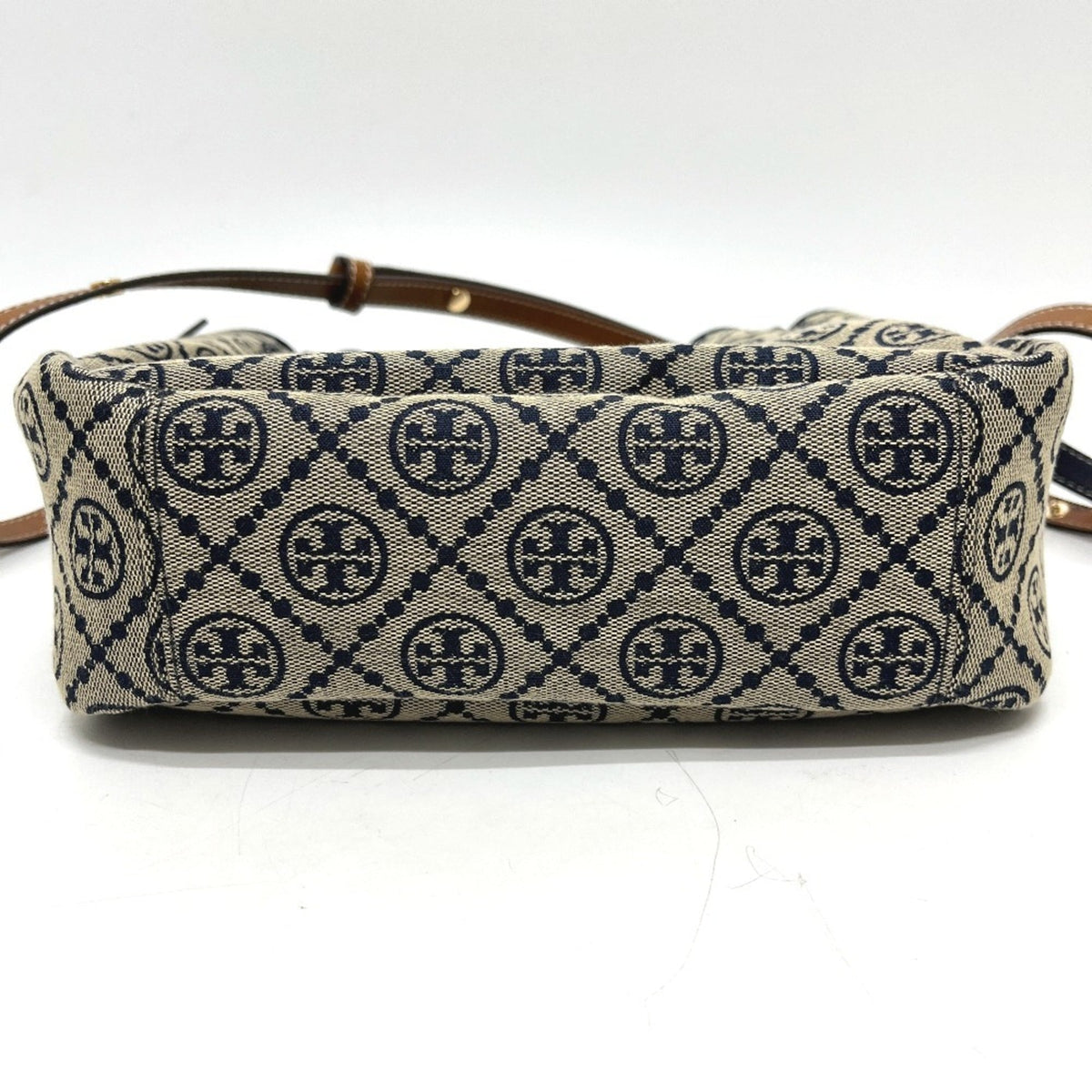 Tory Burch Navy Canvas Handbag Tote Bag (Pre-Owned)