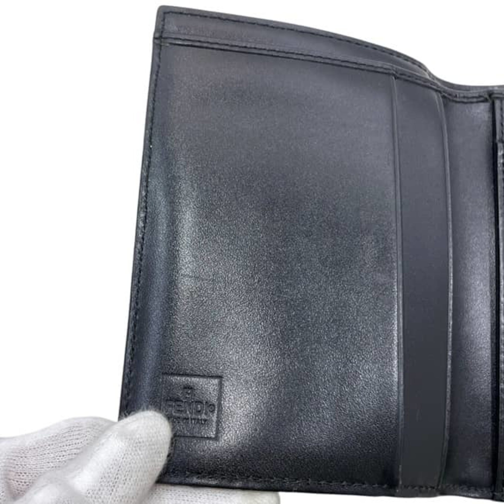 Fendi Black Brown Canvas Leather Wallet (Bi-Fold) (Pre-Owned)