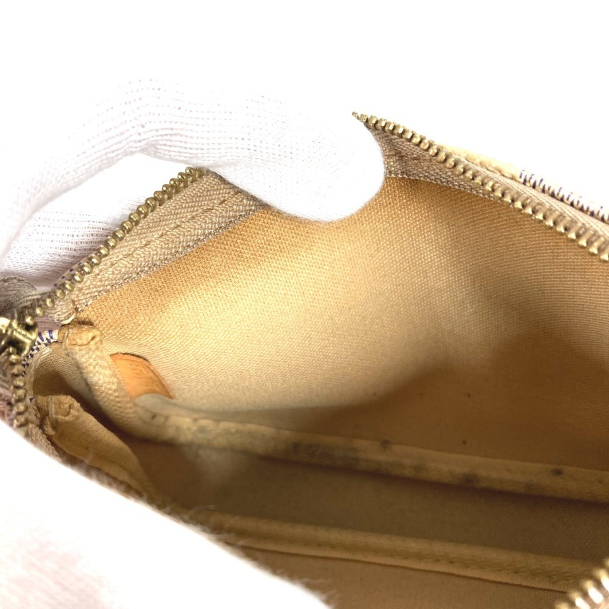 Louis Vuitton White Yellow Damier Azur Handbag Pochette Pouch (Pre-Owned)