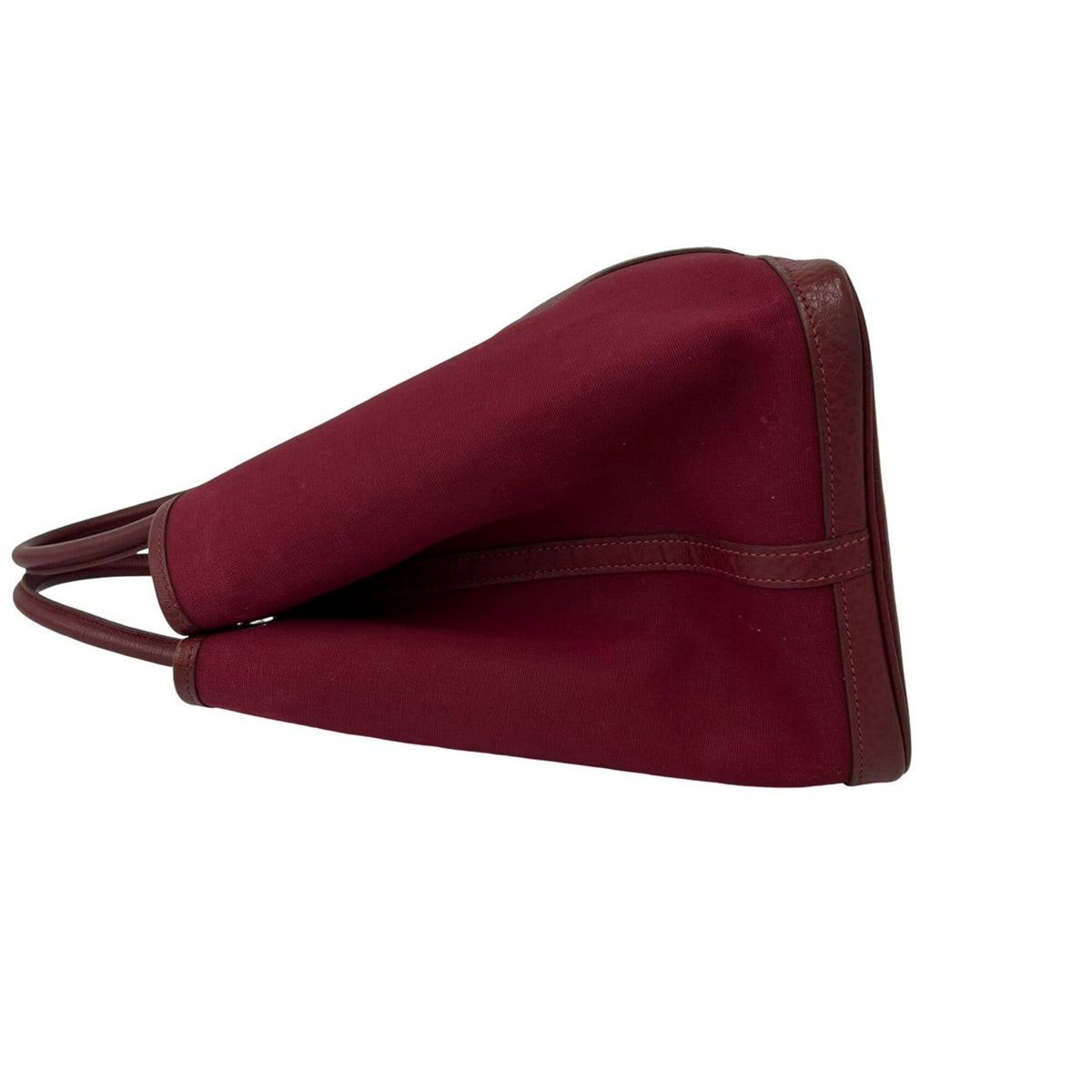 Hermes Red Color Wine Toile Officier Buffalo Leather Handbag (Pre-Owned)