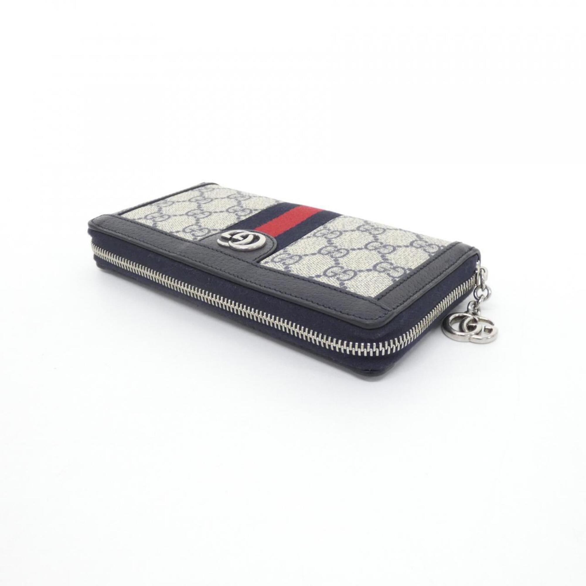 Gucci Beige Blue Gg Supreme Long Wallet (Bi-Fold) (Pre-Owned)