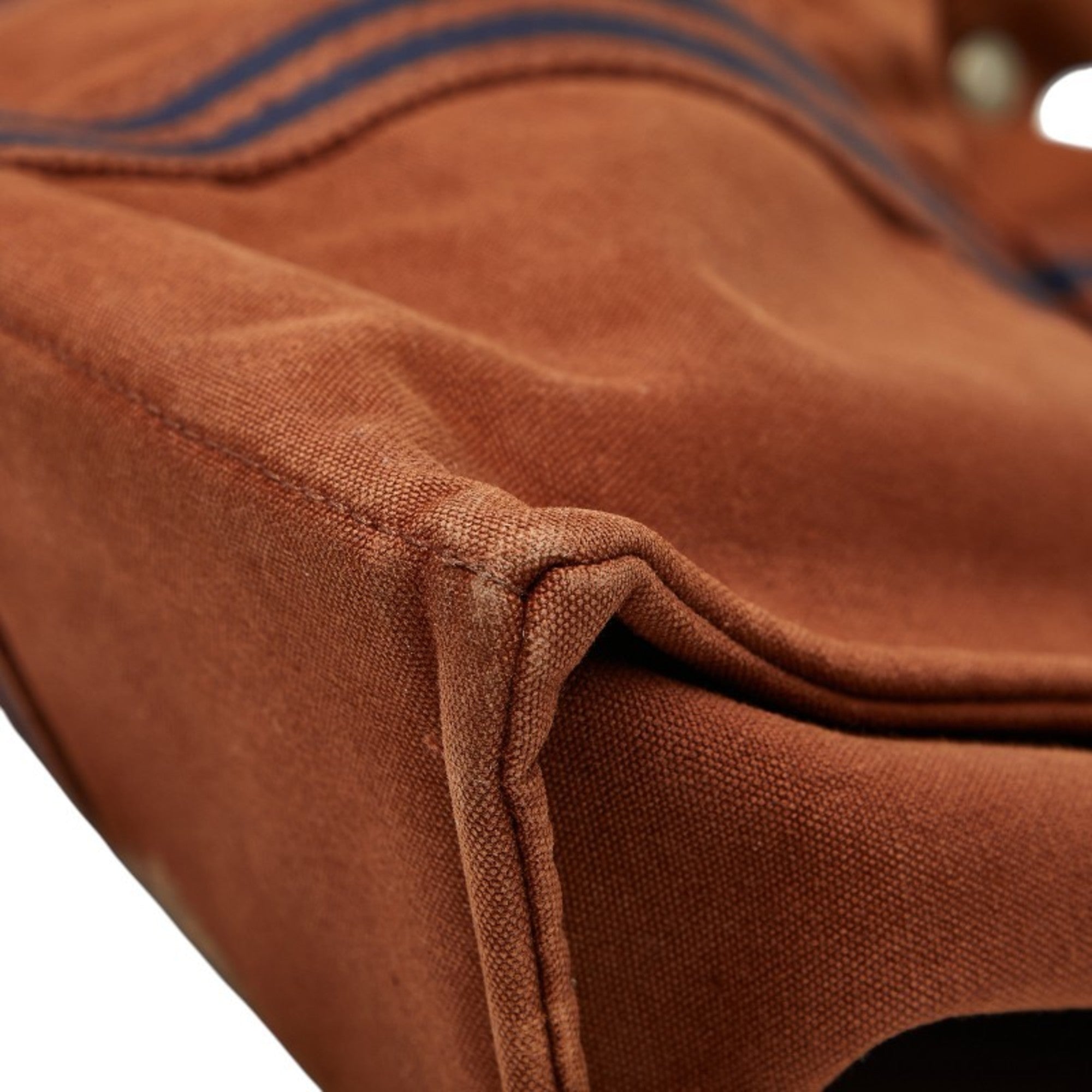 Hermes Brown Navy Canvas Tote Bag (Pre-Owned)