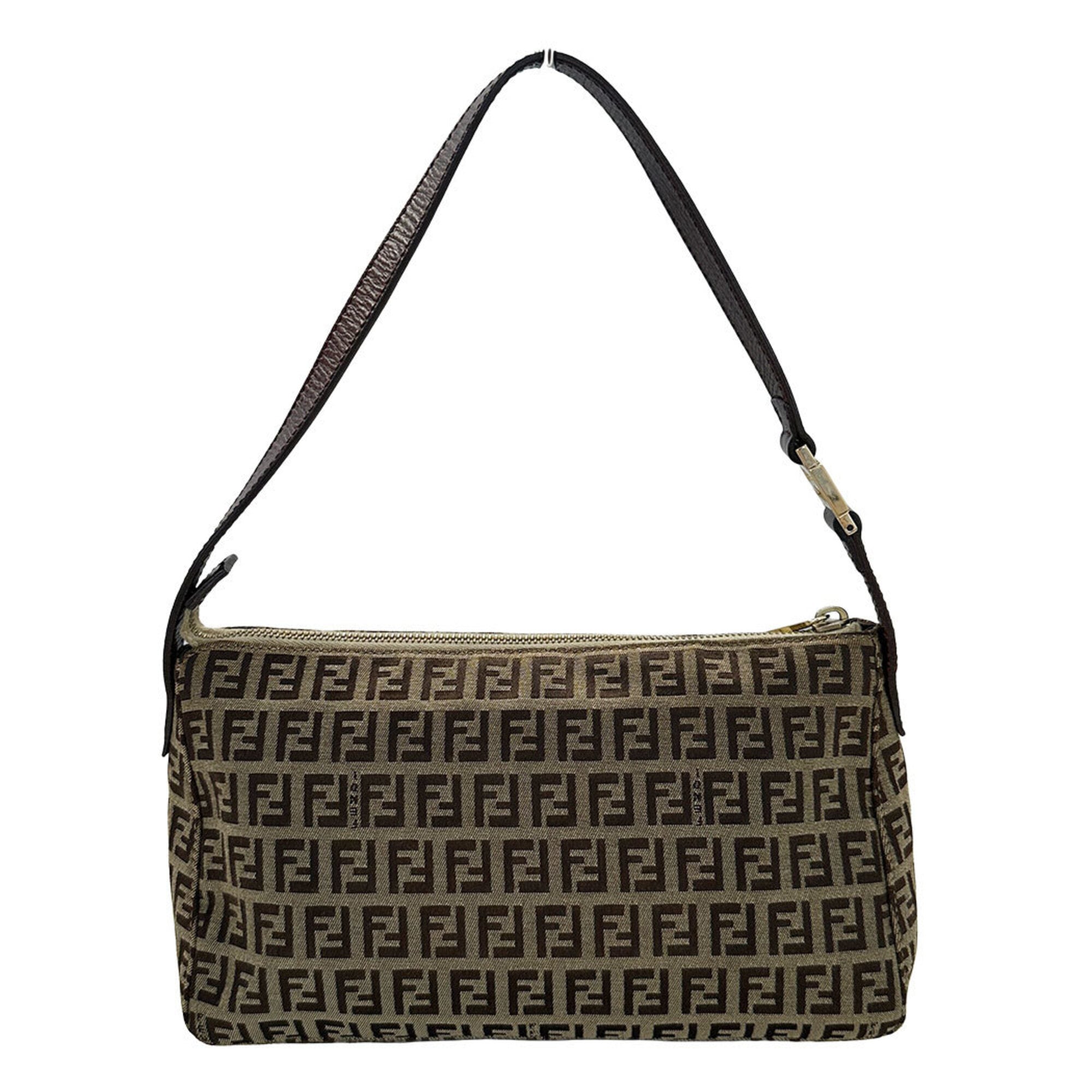 Fendi Zucchino Brown Canvas Handbag (Pre-Owned)
