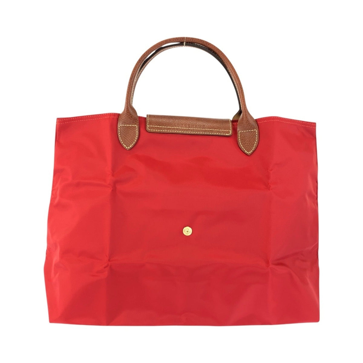 Longchamp Brown Red Color Nylon Leather Handbag Tote Bag (Pre-Owned)