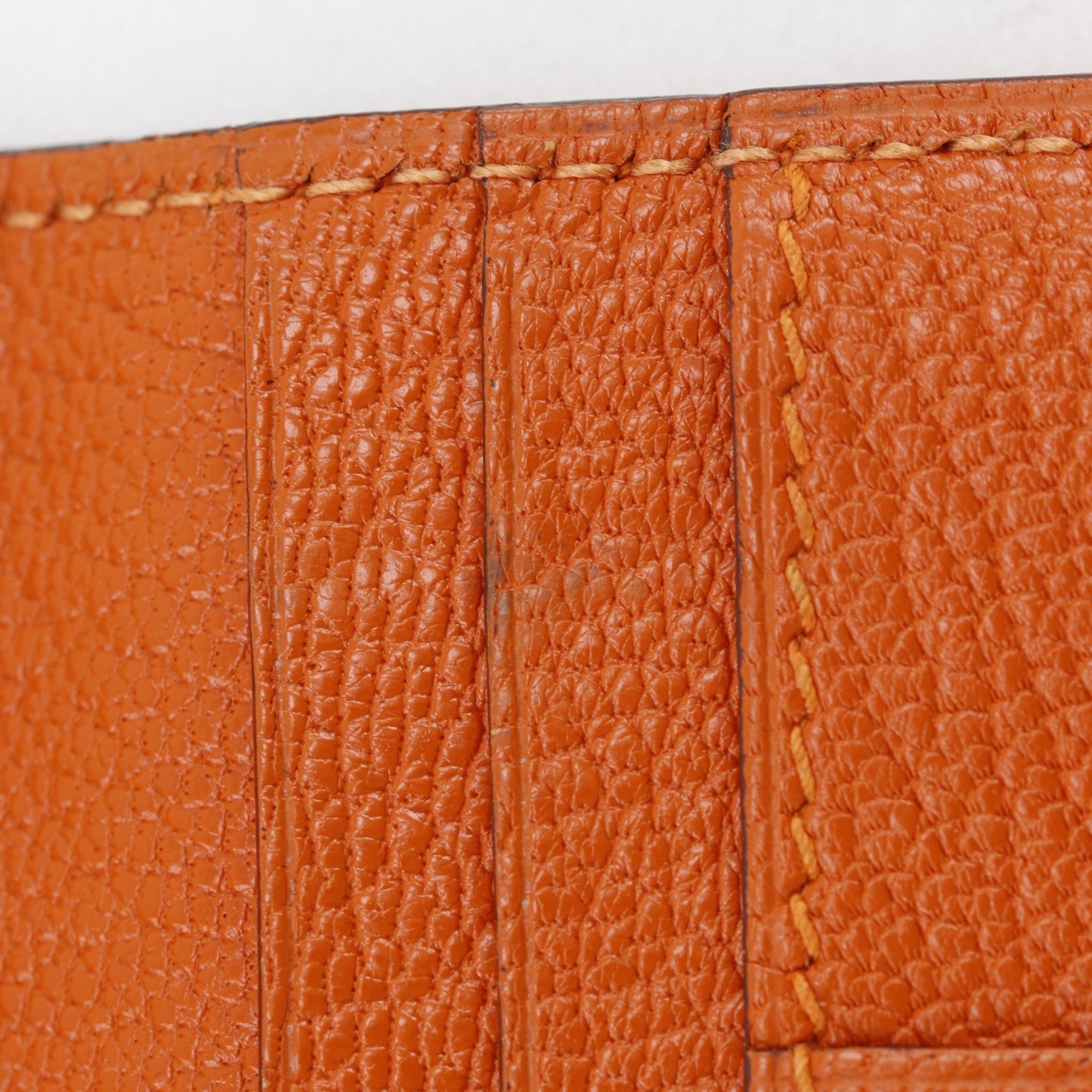 Hermes Orange Chevre Leather Long Wallet (Bi-Fold) (Pre-Owned)