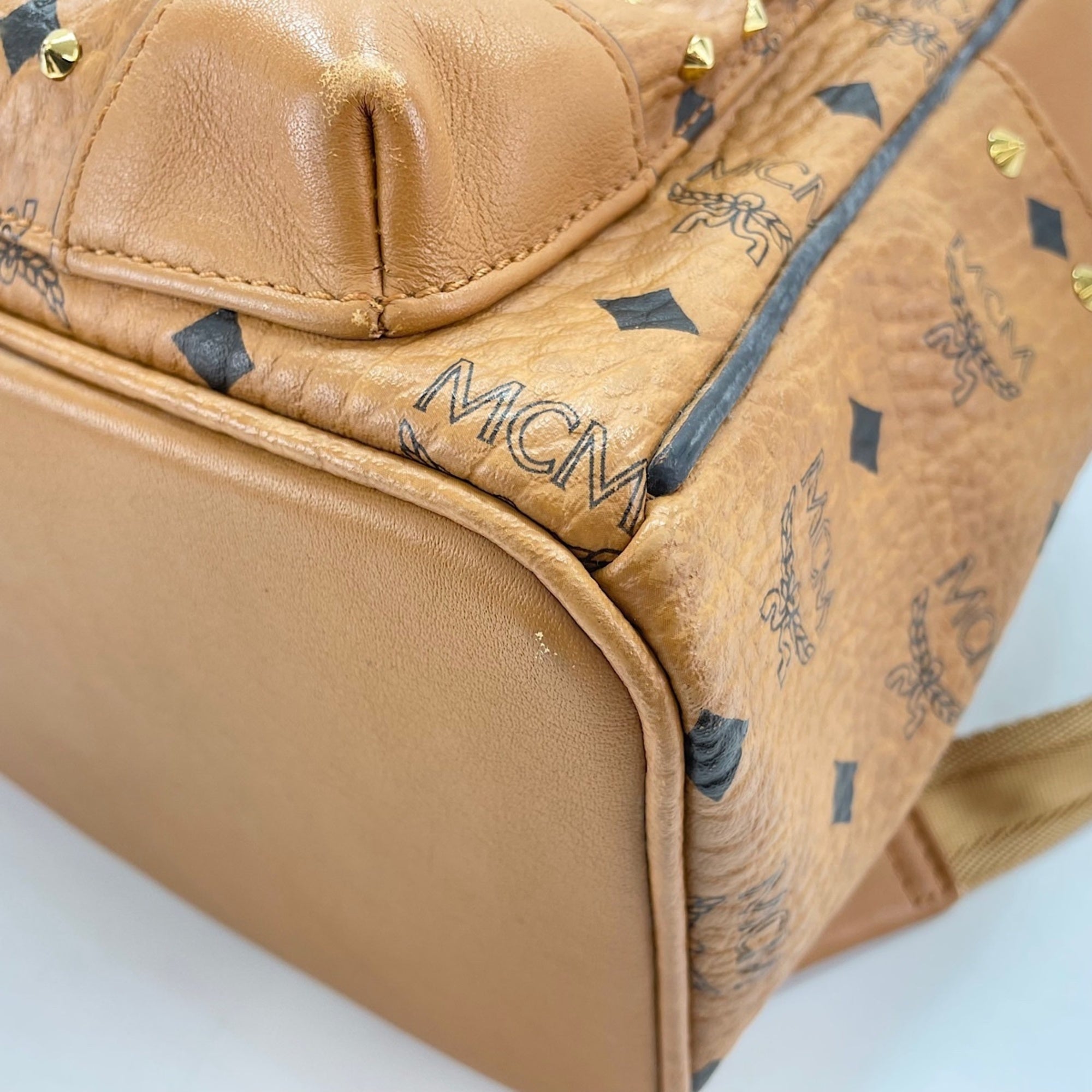 Mcm Beige Coated Canvas Backpack (Pre-Owned)