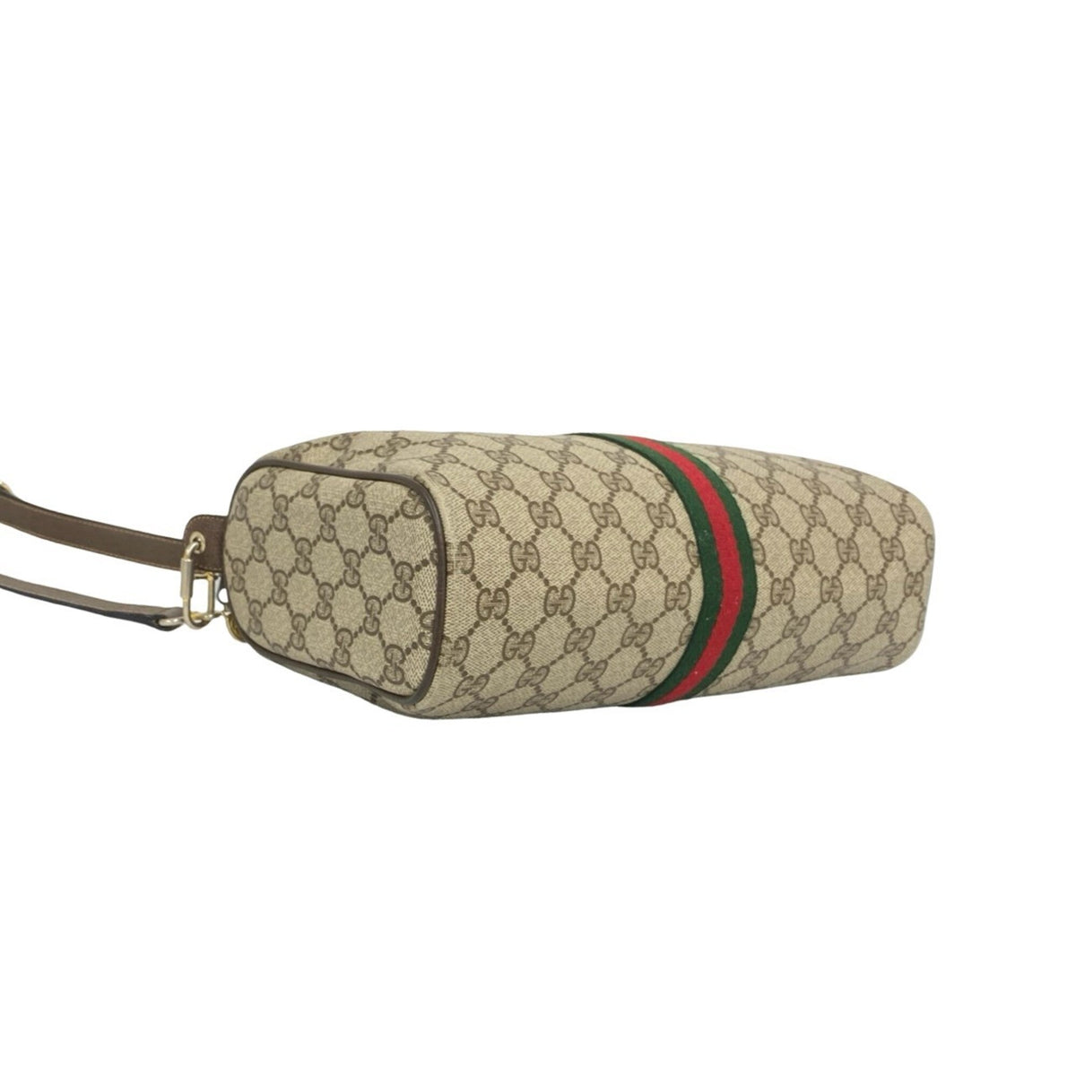 Gucci Brown Green Red Color Leather Pochette Shoulder Bag (Pre-Owned)