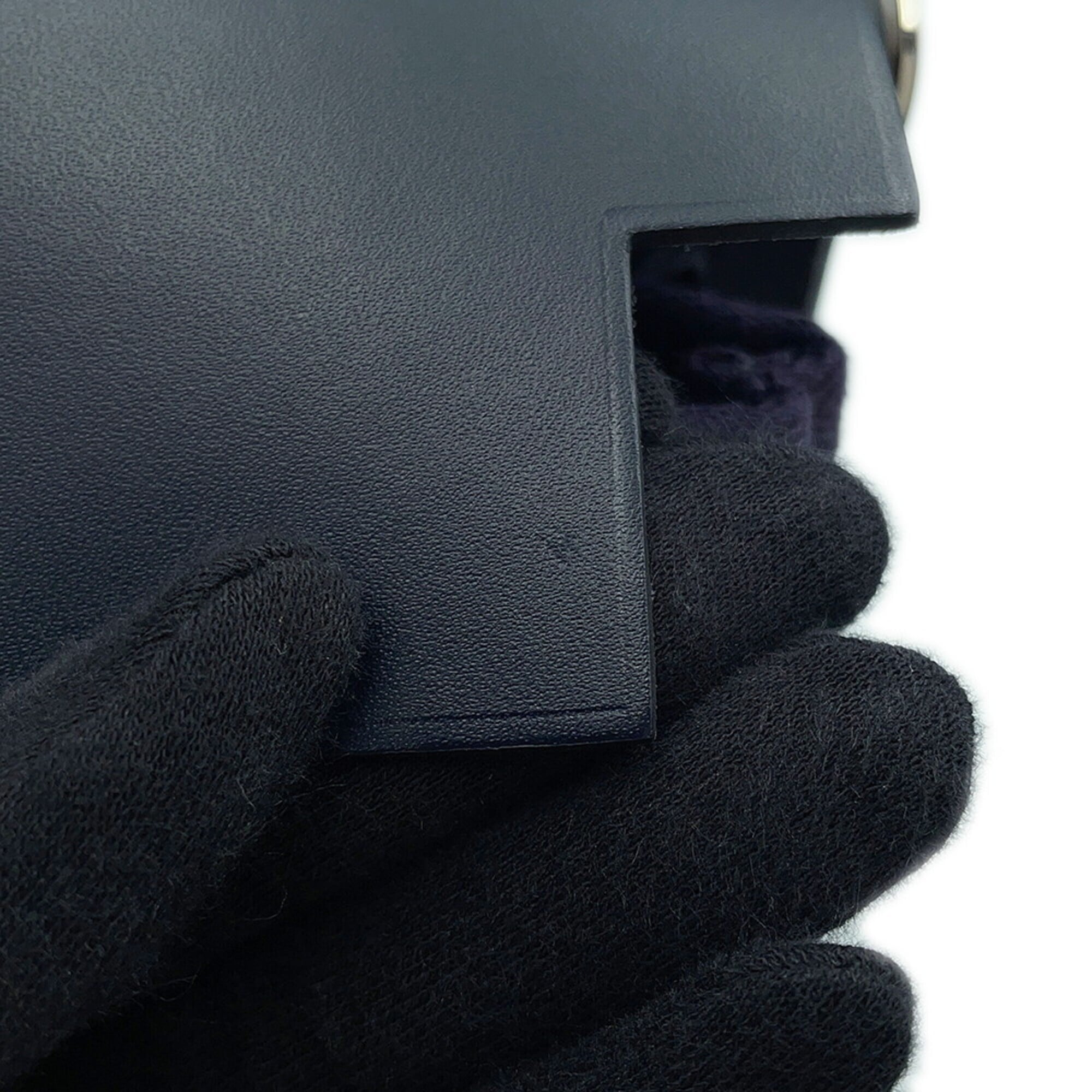 Hermes Black Blue Indigo Vache Leather Handbag Shoulder Bag (Pre-Owned)