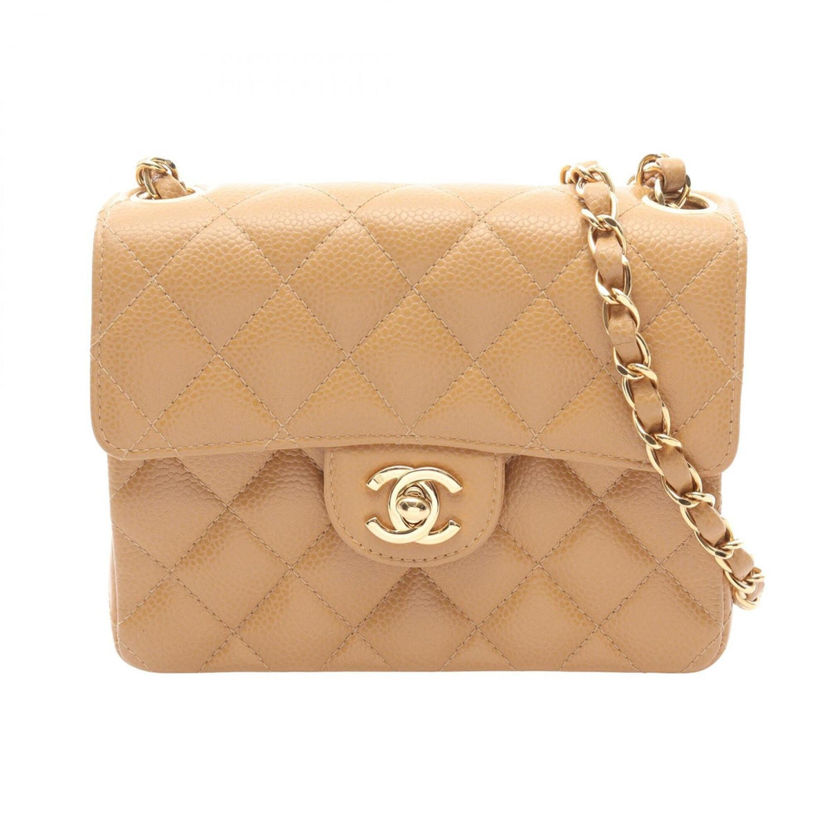 Chanel Beige Grained Calfskin Handbag Shoulder Bag (Pre-Owned)