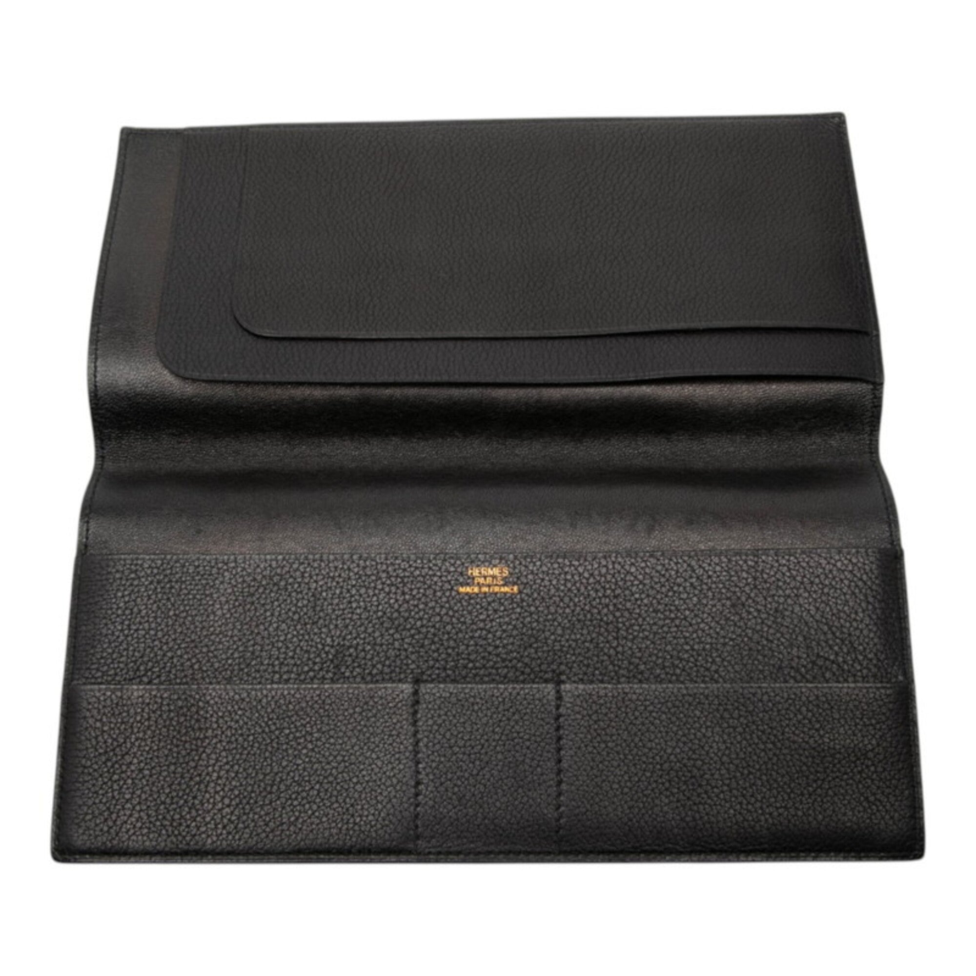 Hermes Black Leather Long Wallet (Bi-Fold) (Pre-Owned)