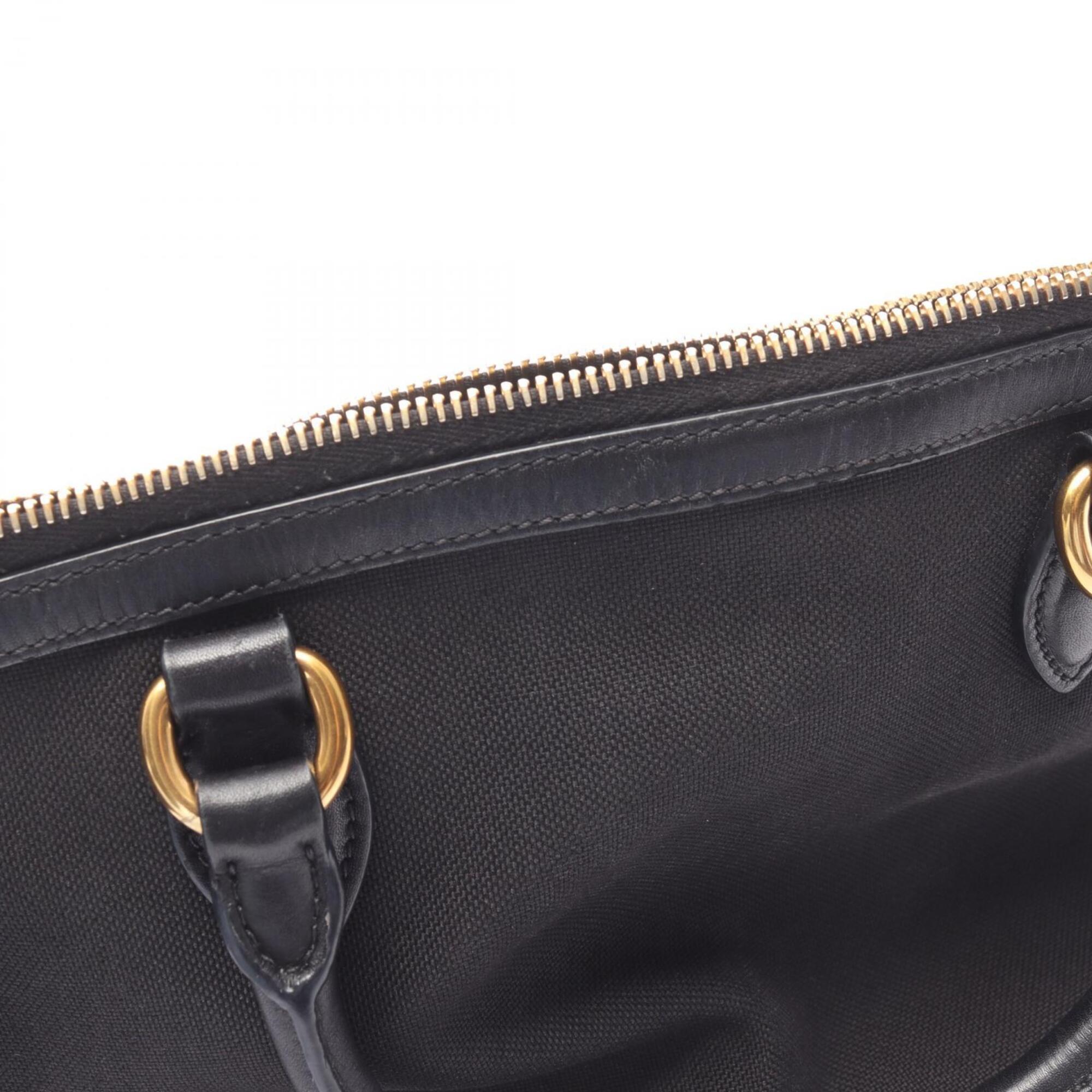 Prada Black Canvas Leather Handbag (Pre-Owned)