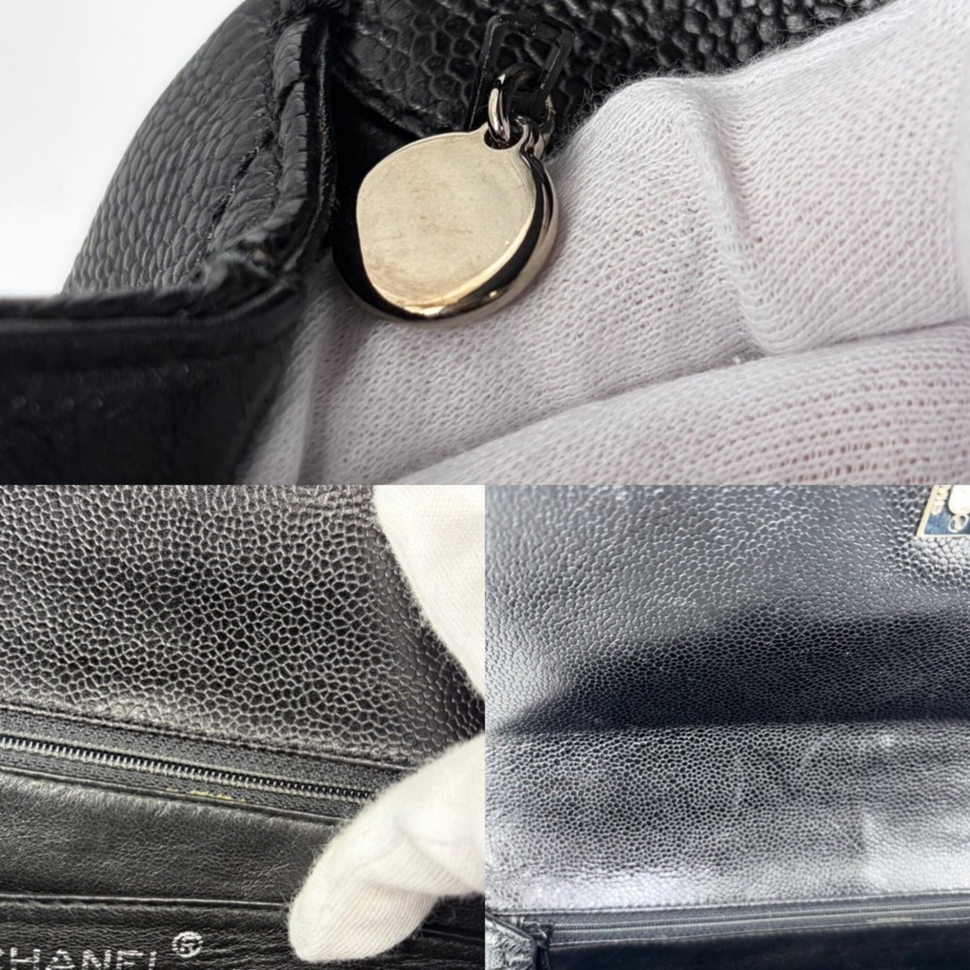 Chanel Matelasse Black Grained Calfskin Handbag (Pre-Owned)