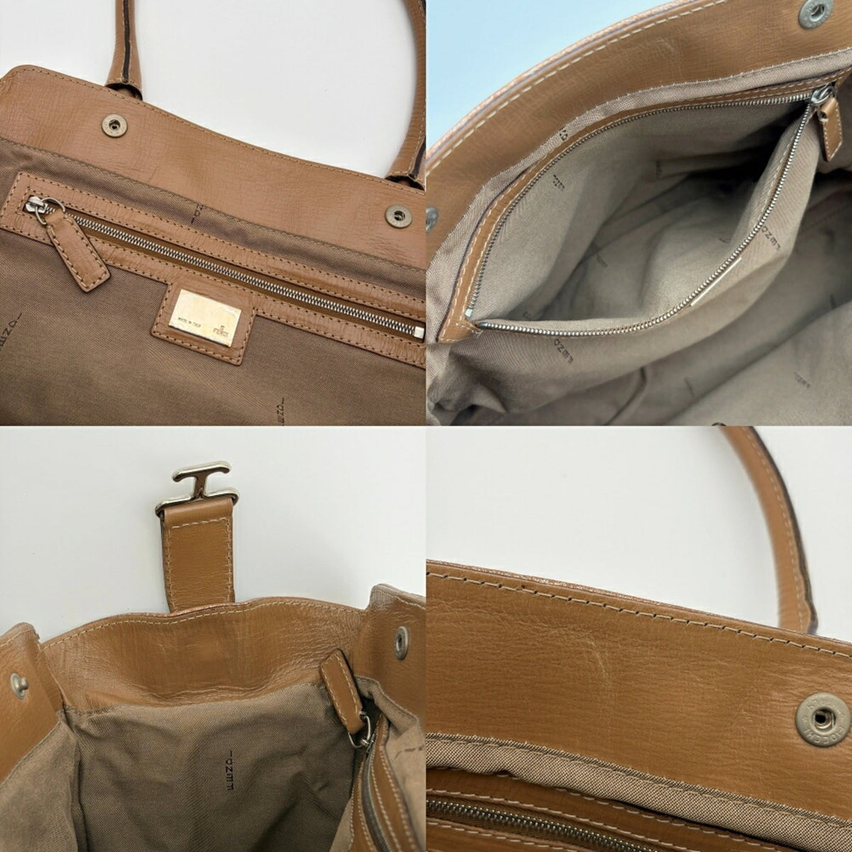 Fendi Etnico Bronze Brown Metallic Leather Handbag Tote Bag (Pre-Owned)
