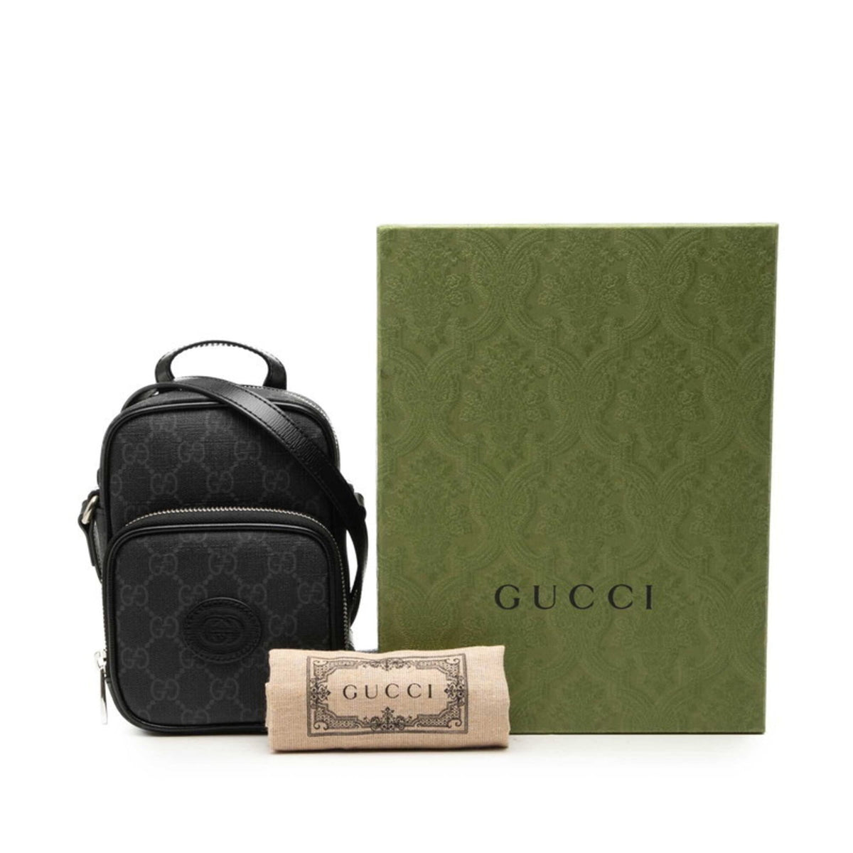 Gucci Black Gray Pvc Leather Shoulder Bag (Pre-Owned)
