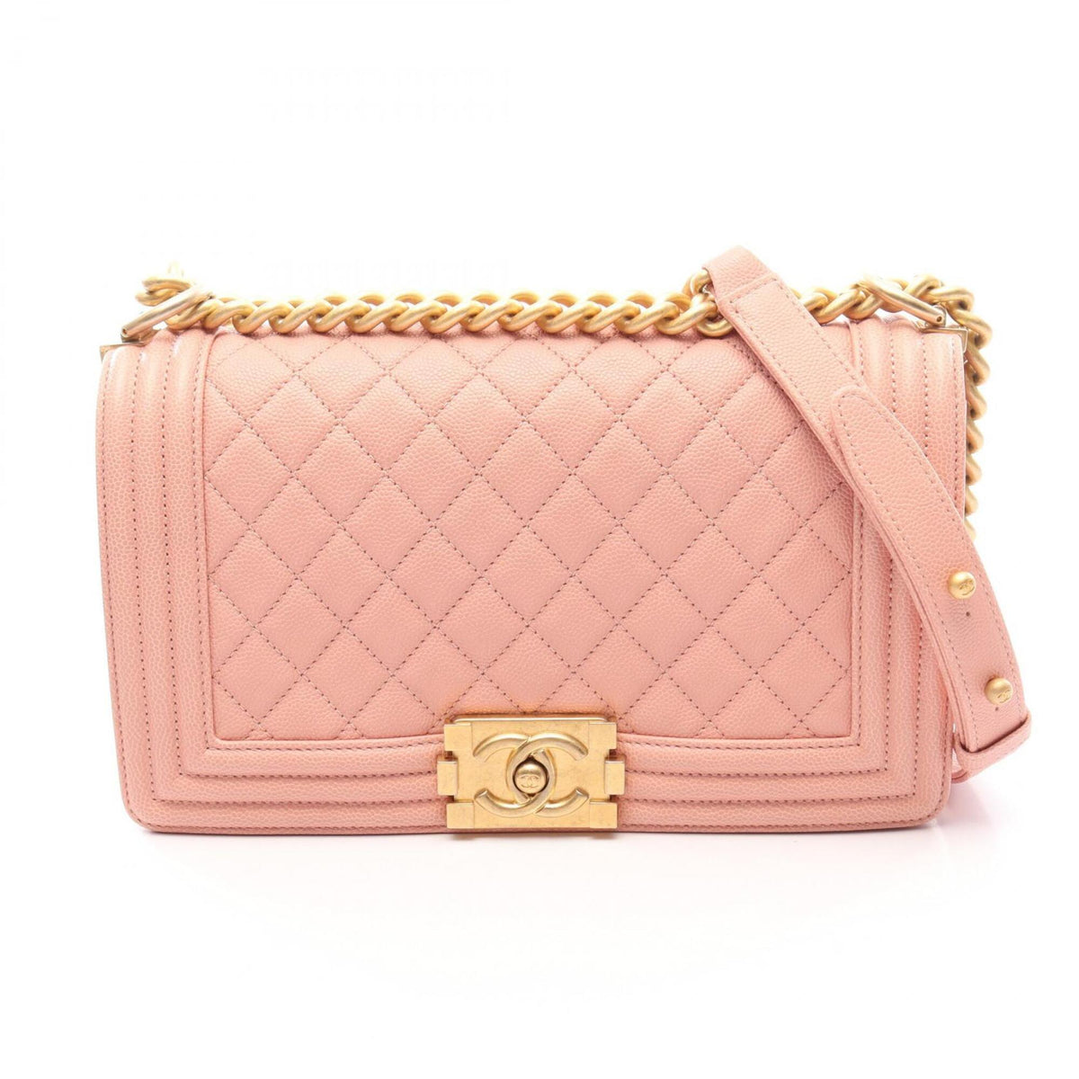 Chanel Pink Grained Calfskin Handbag Shoulder Bag (Pre-Owned)