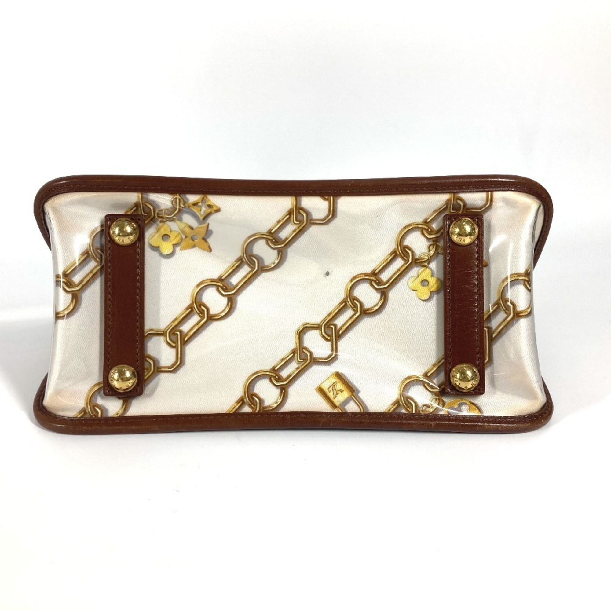 Louis Vuitton Brown White Vinyl Leather Handbag Shoulder Bag Tote Bag (Pre-Owned)