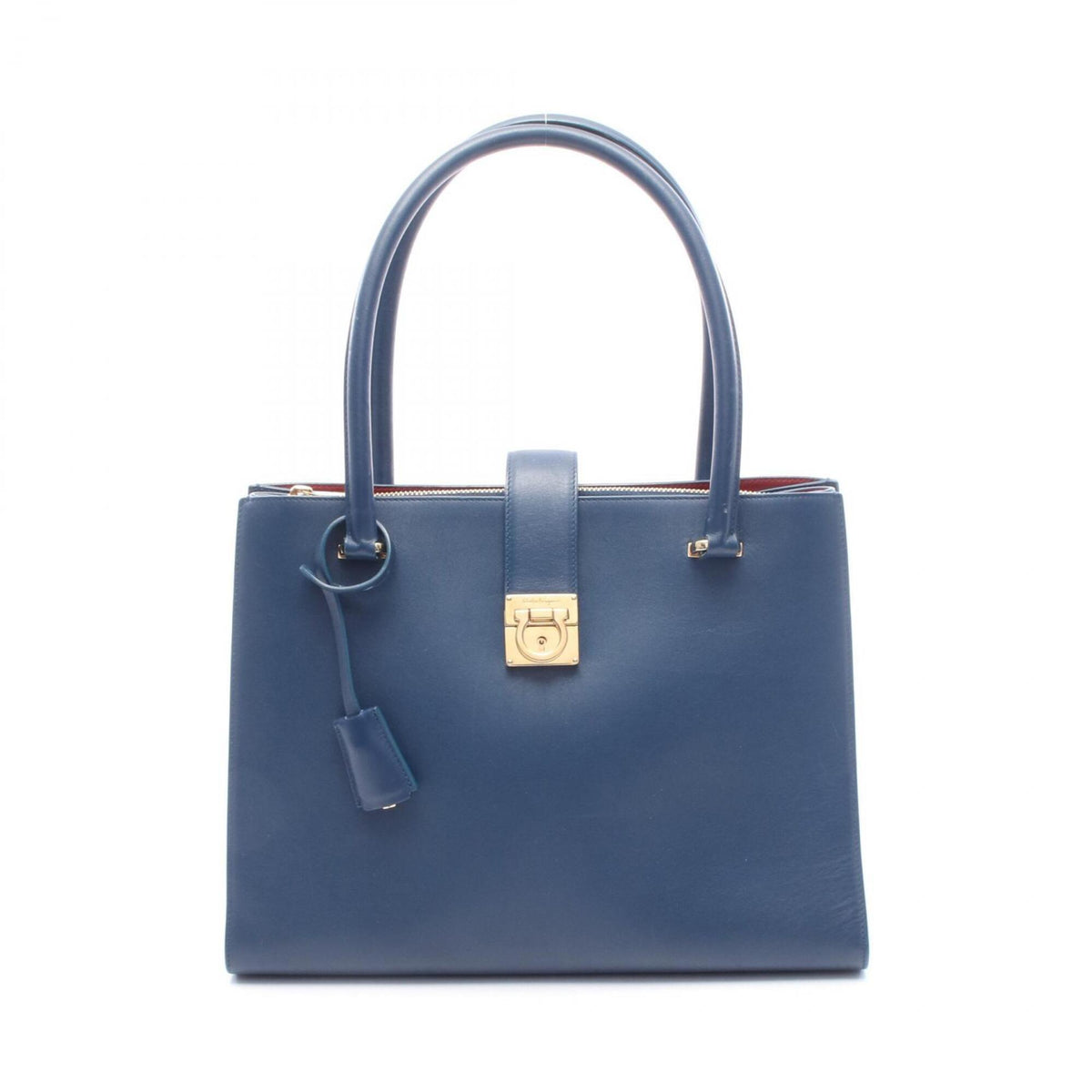 Salvatore Ferragamo Blue Leather Handbag Tote Bag (Pre-Owned)