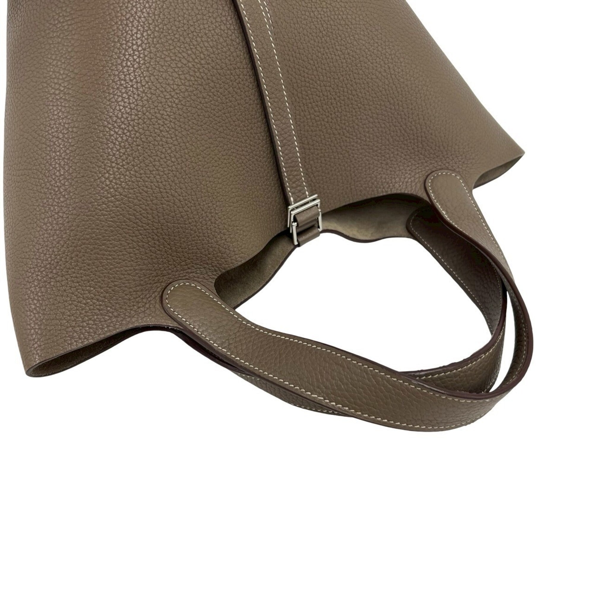 Hermes Beige Taurillon Clemence Leather Handbag Tote Bag (Pre-Owned)