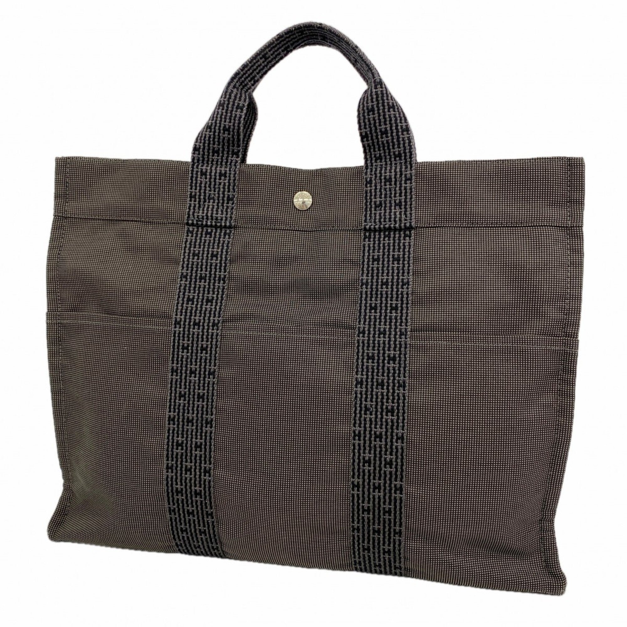 Hermes Gray Canvas Tote Bag (Pre-Owned)