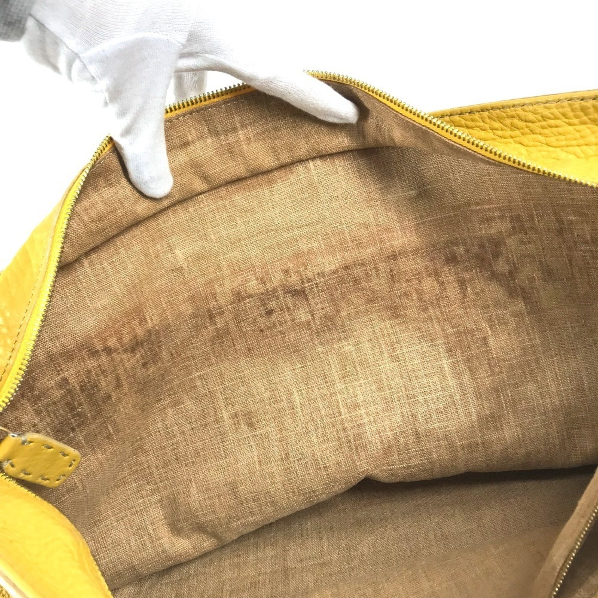 Fendi Yellow Leather Shoulder Bag Tote Bag (Pre-Owned)