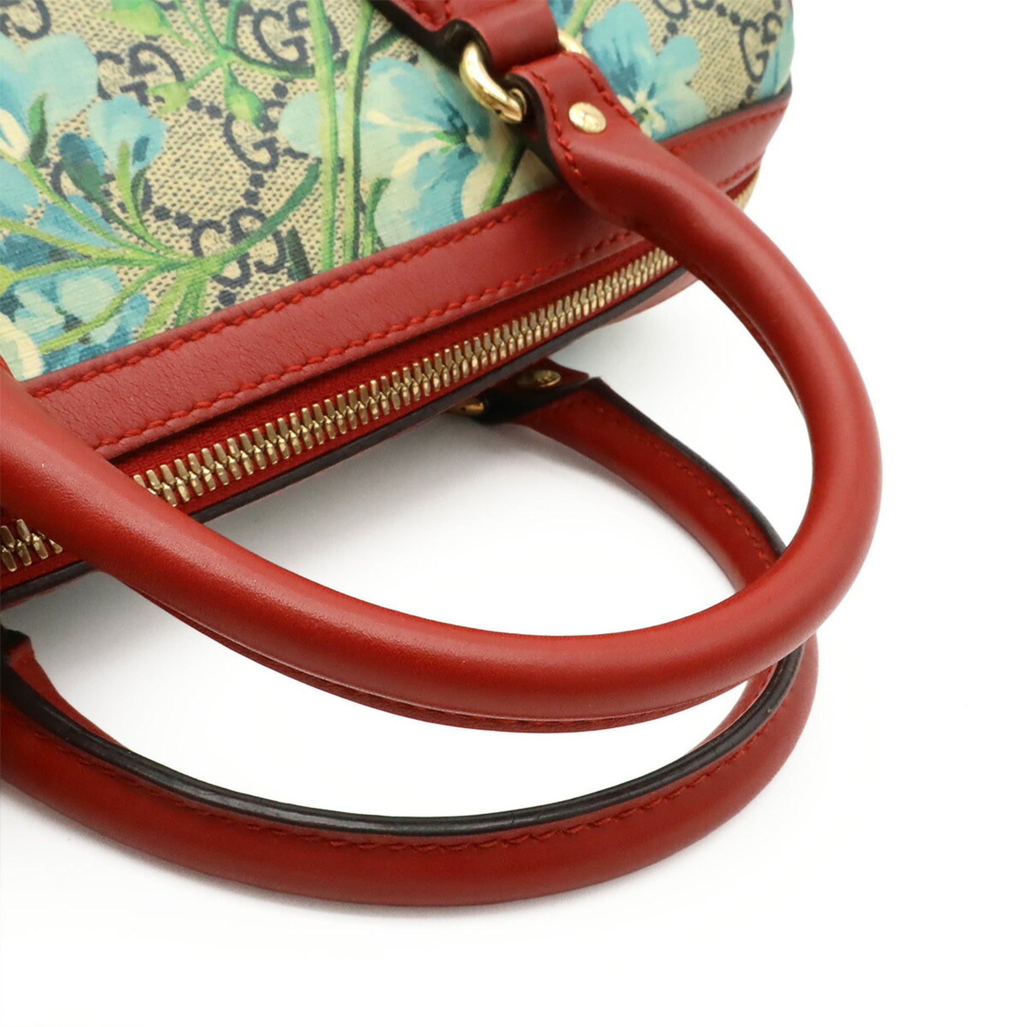 Gucci Beige Blue Multi-Color Red Color Gg Supreme Canvas Leather Boston Bag Handbag Shoulder Bag (Pre-Owned)
