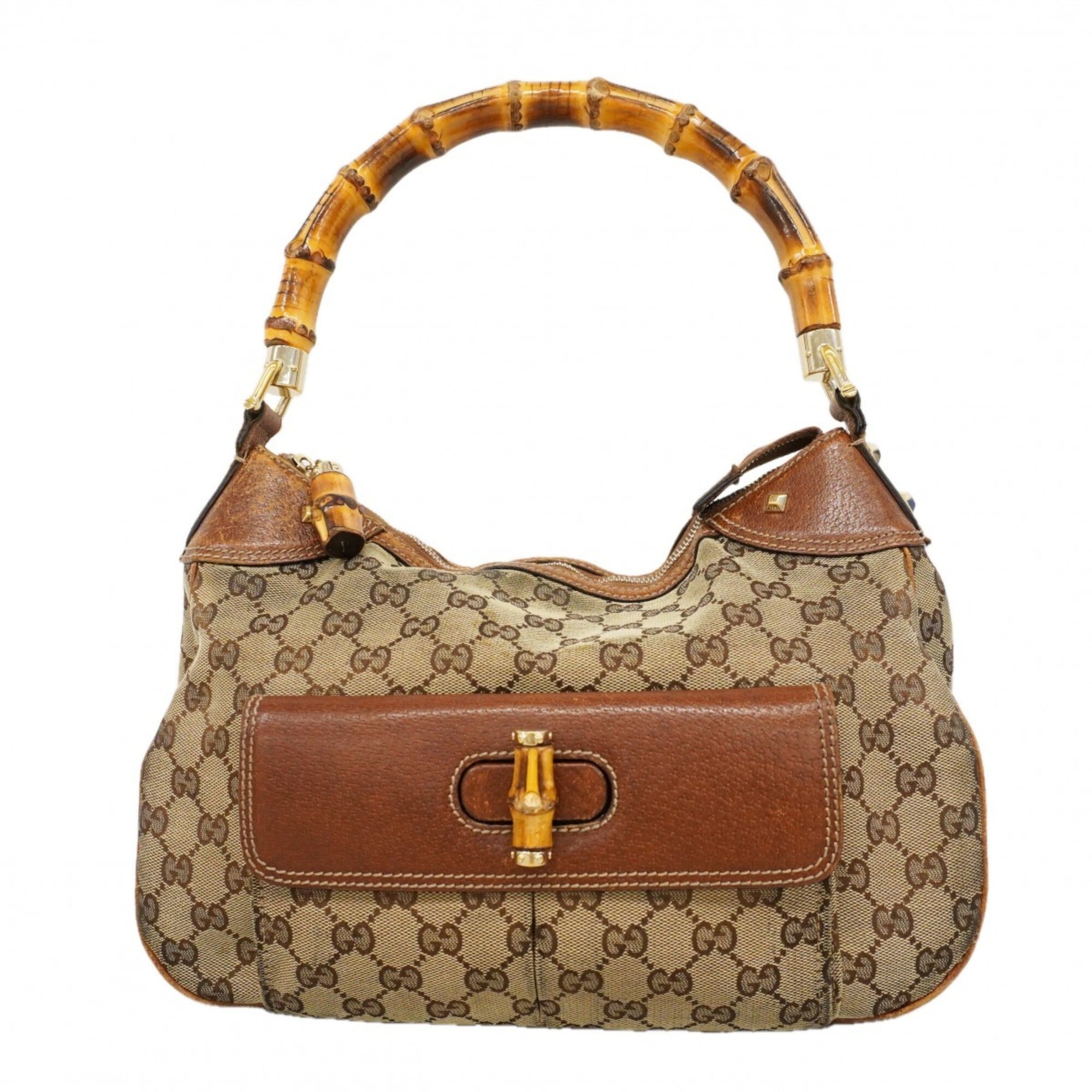 Gucci Brown Canvas Handbag (Pre-Owned)