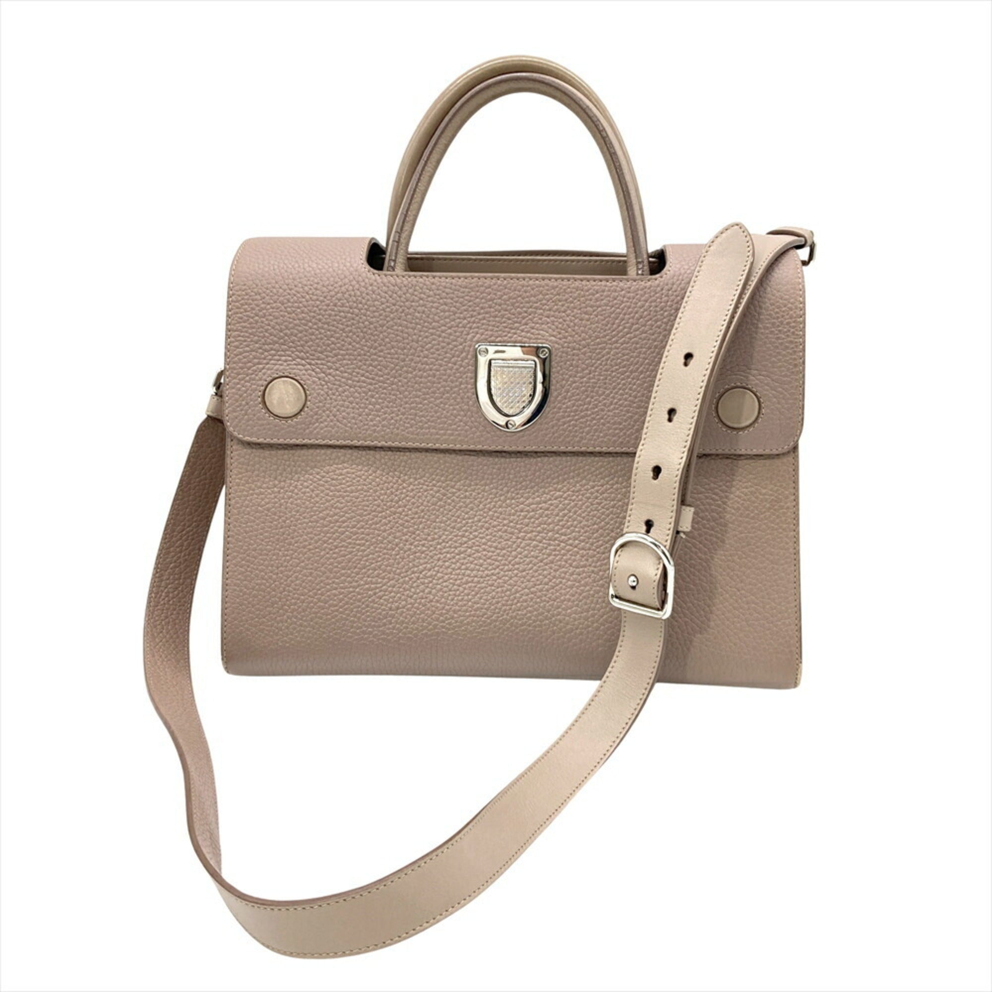 Christian Dior Grayish Leather Shoulder Bag (Pre-Owned)