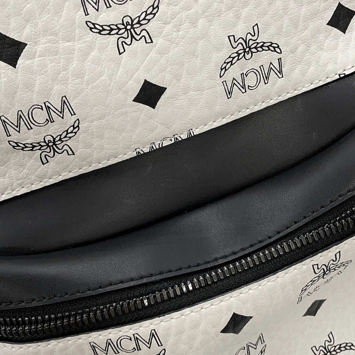 Mcm Visetos Black White Leather Backpack (Pre-Owned)