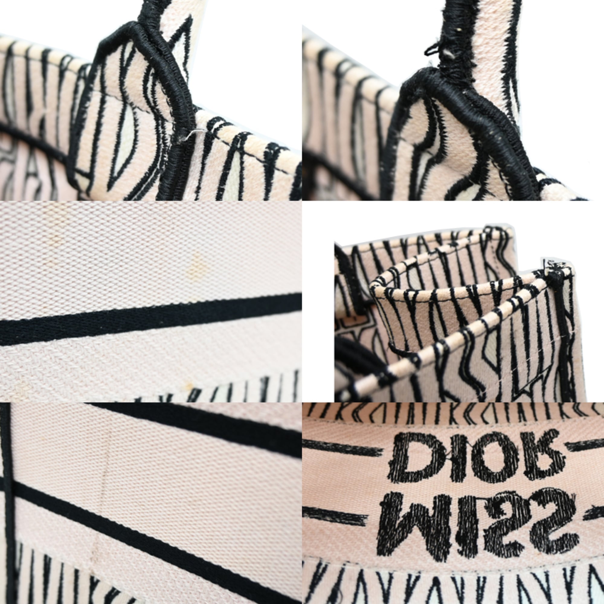 Christian Dior Beige Black Canvas Tote Bag (Pre-Owned)
