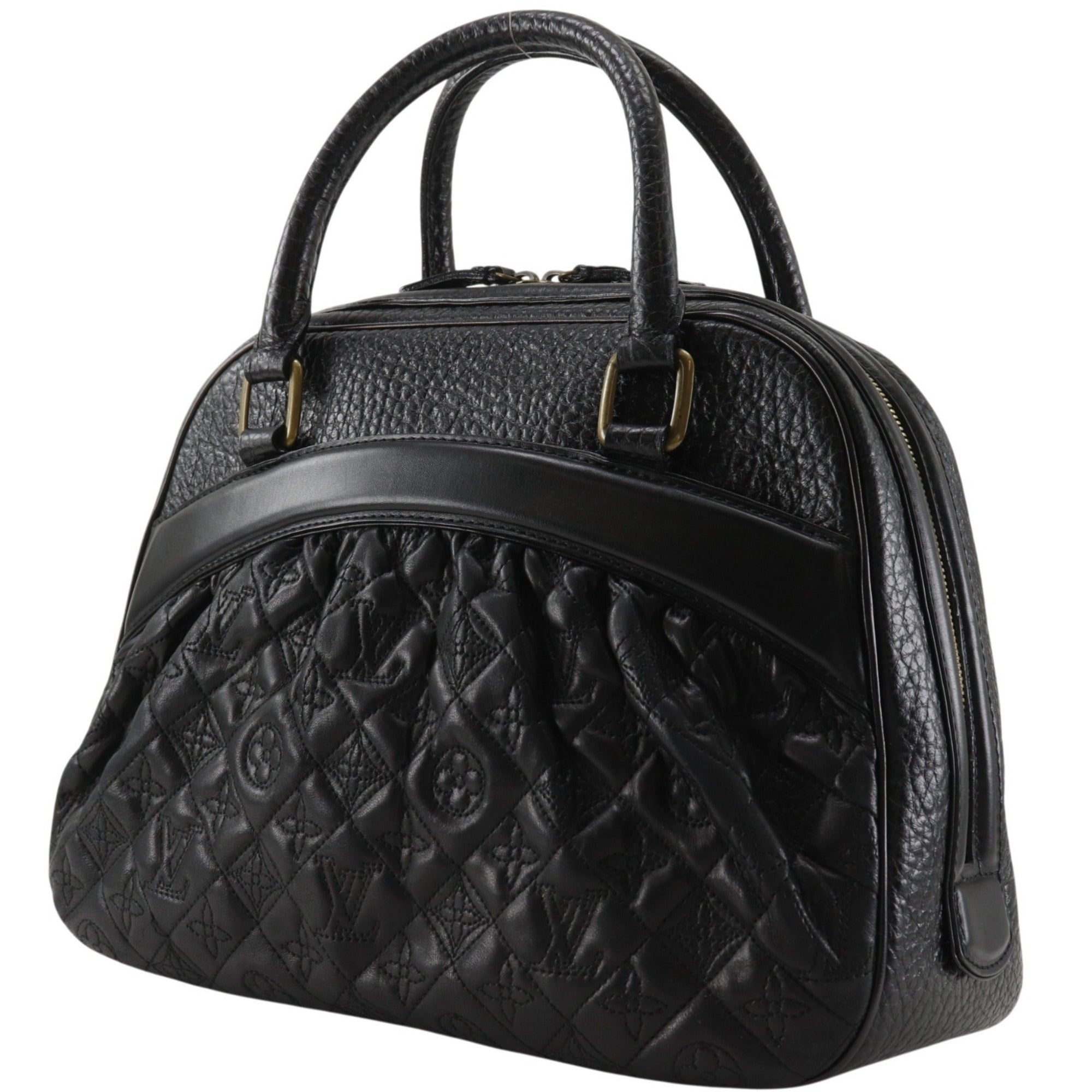 Louis Vuitton Black Monogram Noir Monogram Leather Handbag (Pre-Owned)