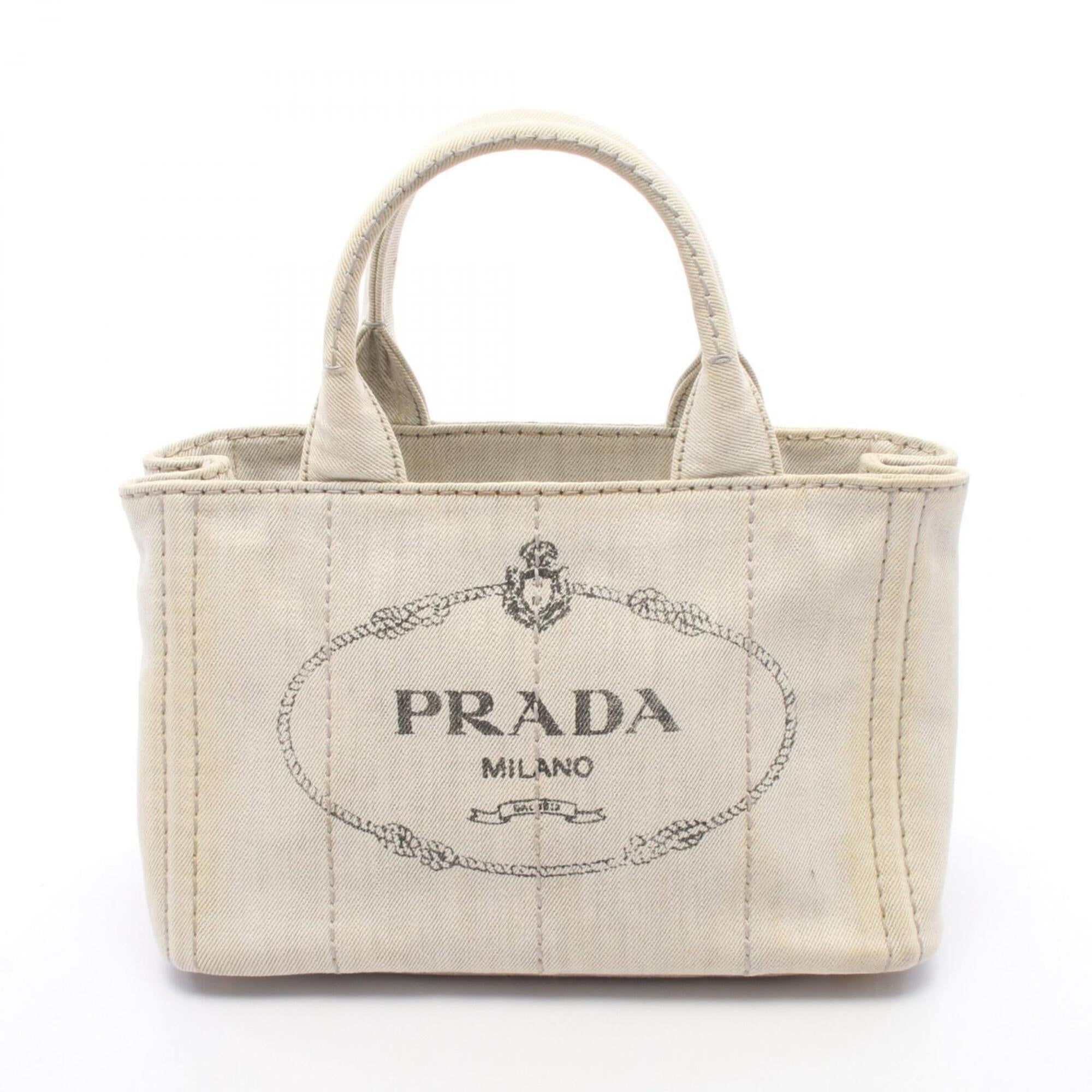 Prada Gray Canvas Handbag Tote Bag (Pre-Owned)