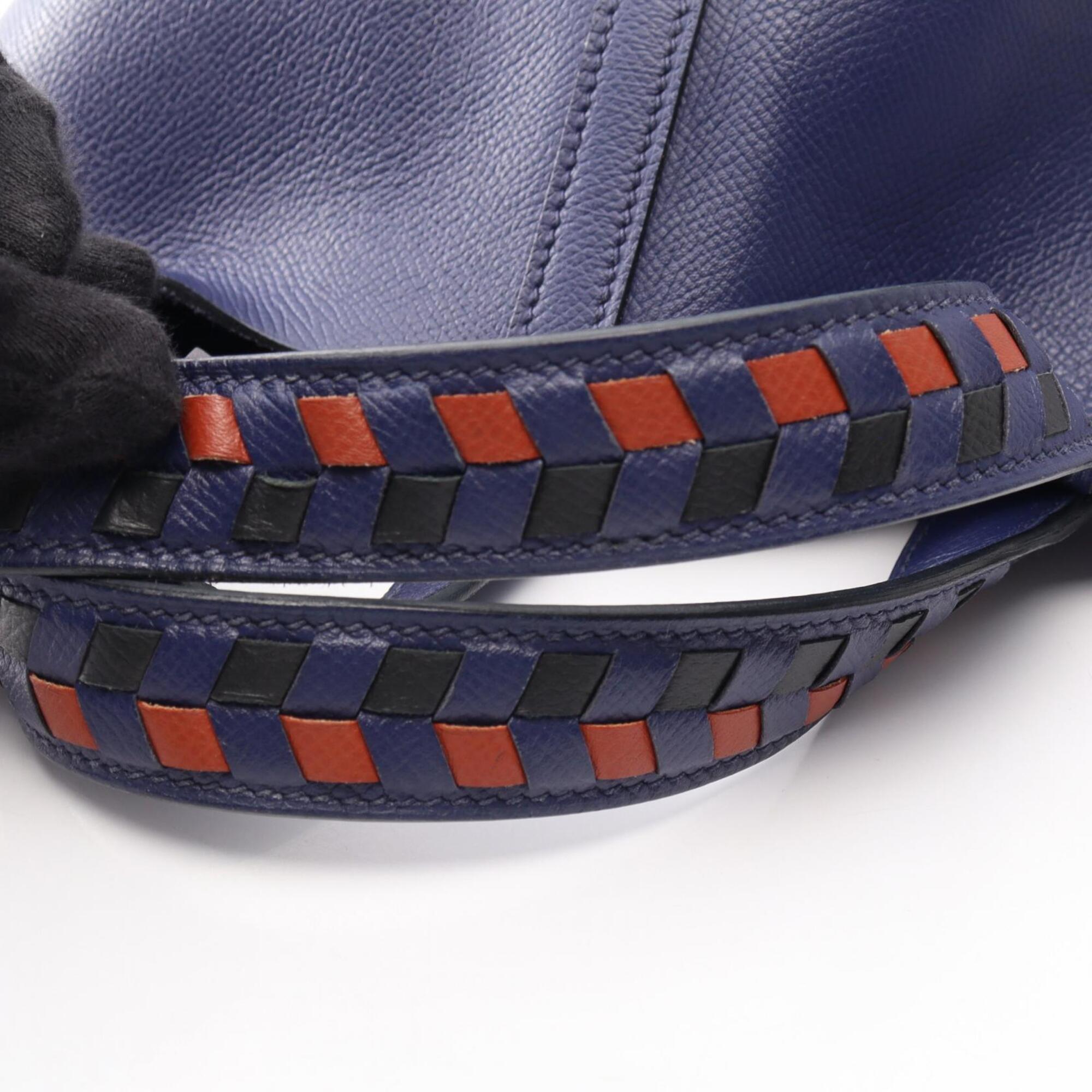 Hermes Picotin Black Brique Brown Navy Epsom Leather Handbag (Pre-Owned)
