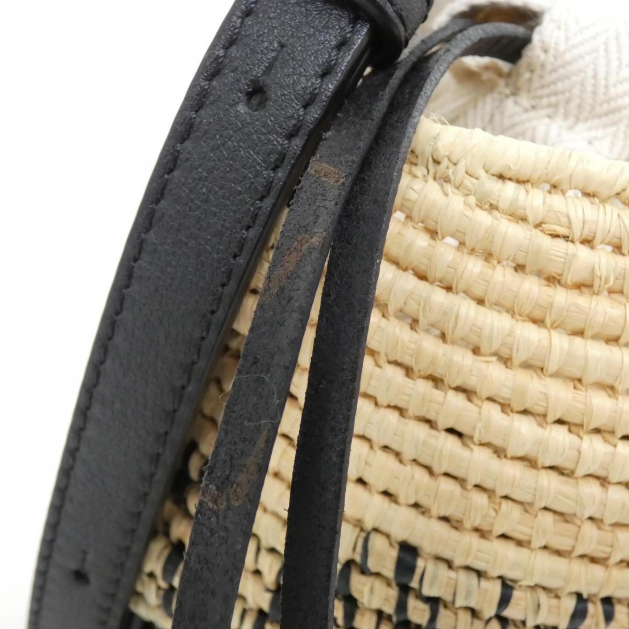Loewe Black Raffia Basket Handbag Shoulder Bag (Pre-Owned)
