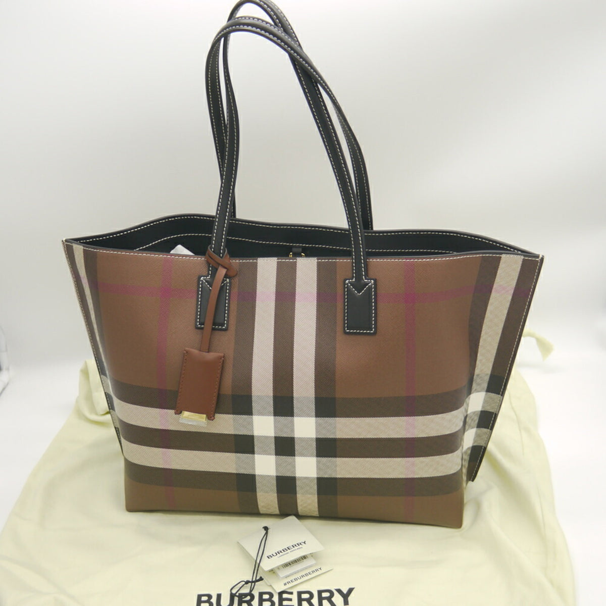 Burberry Brown Elastane Cotton Polyester Tote Bag (Pre-Owned)