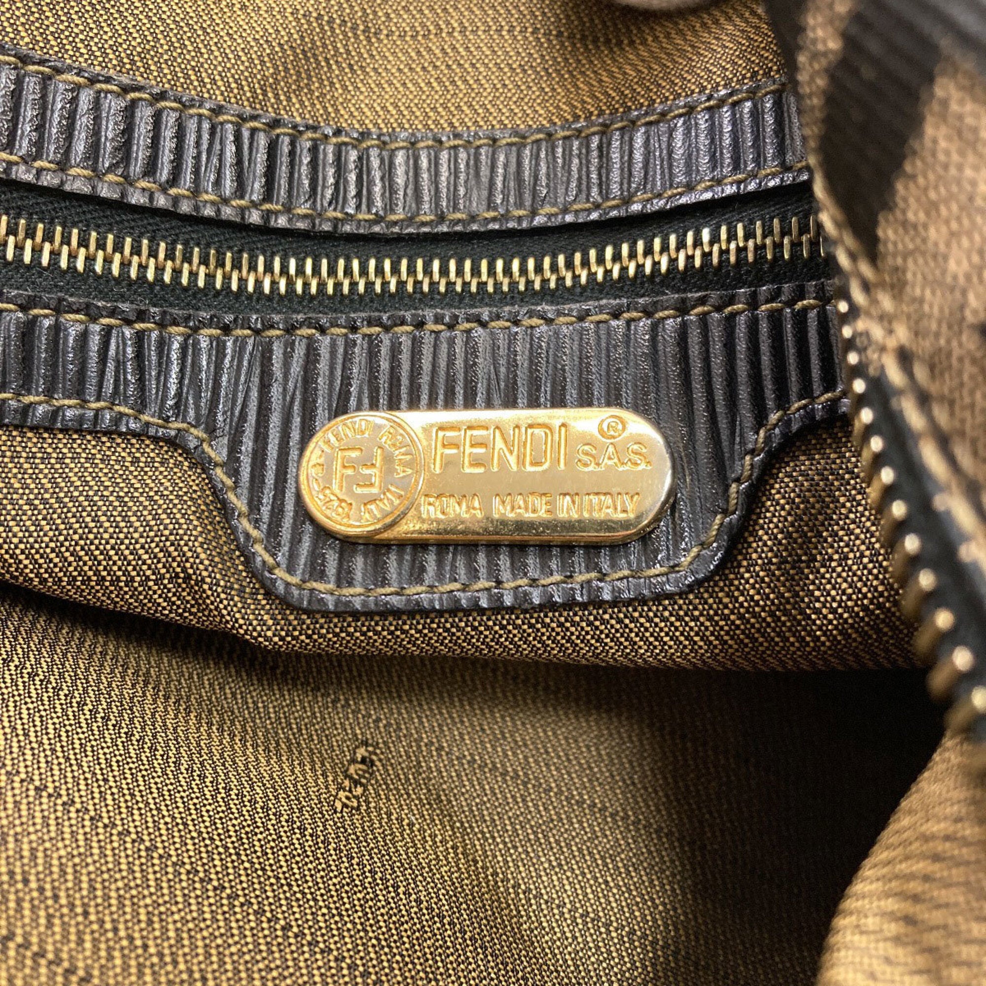 Fendi Black Brown Canvas Tote Bag (Pre-Owned)