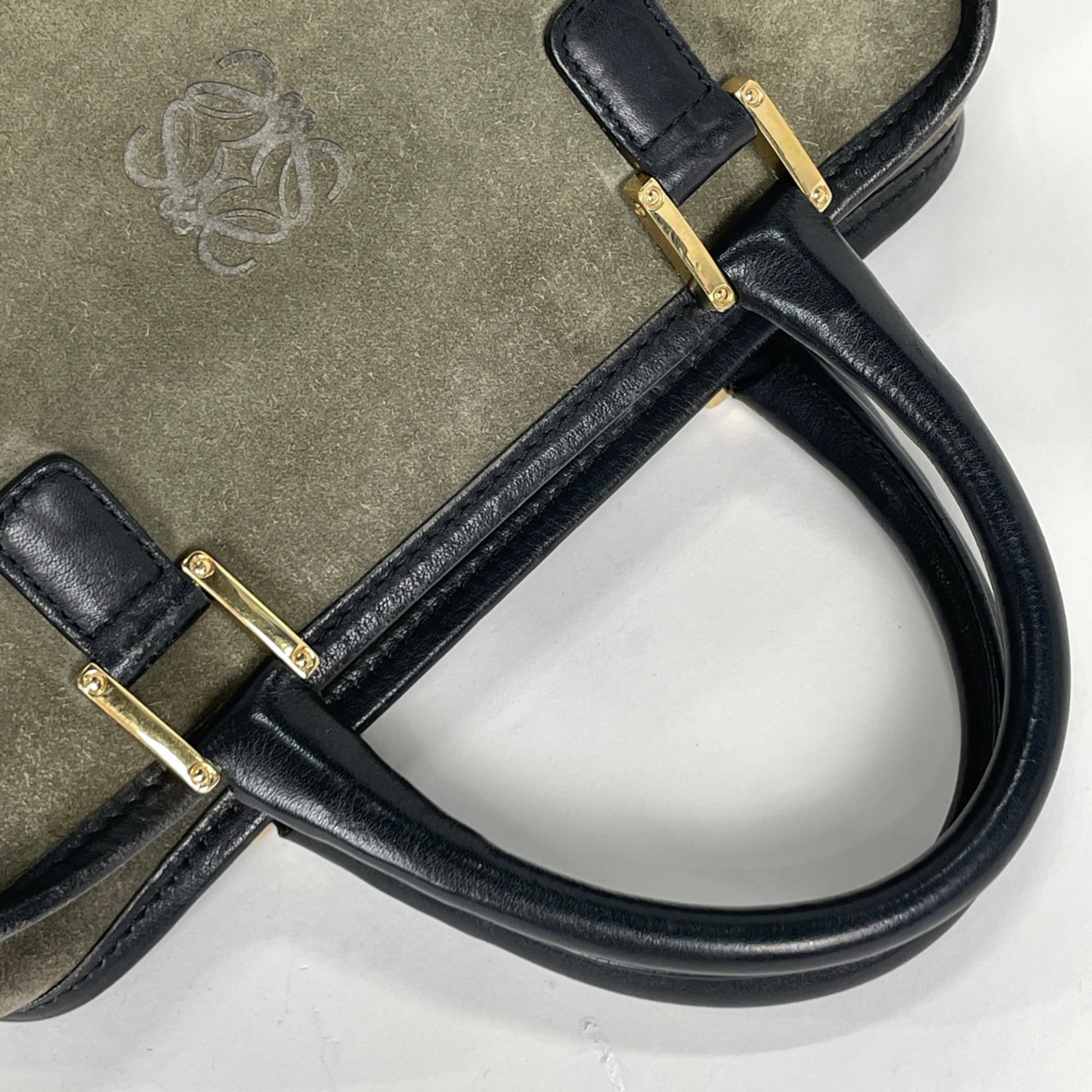 Loewe Khaki Suede Leather Handbag (Pre-Owned)