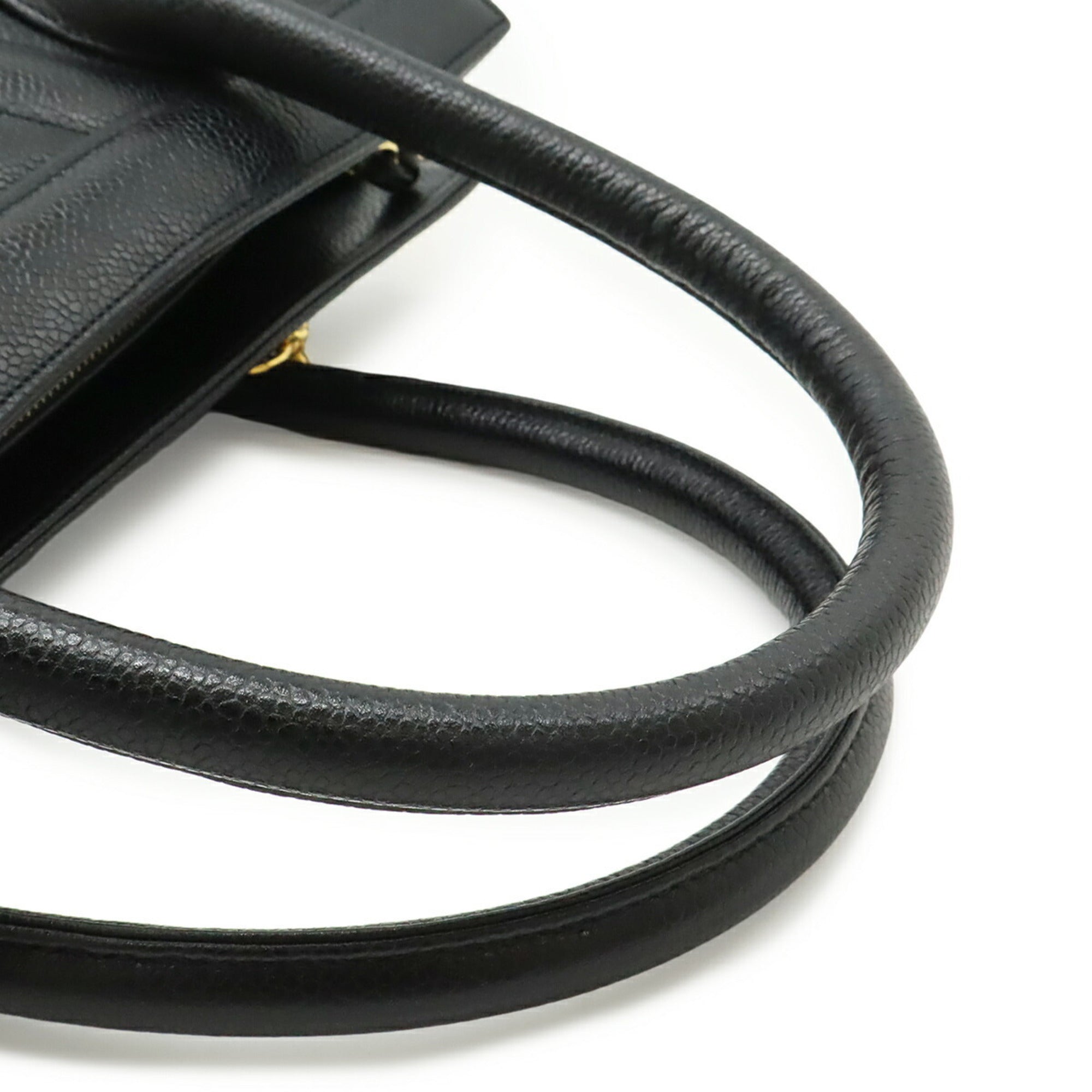 Chanel Chevron (V Stitch) Black Leather Handbag Shoulder Bag (Pre-Owned)
