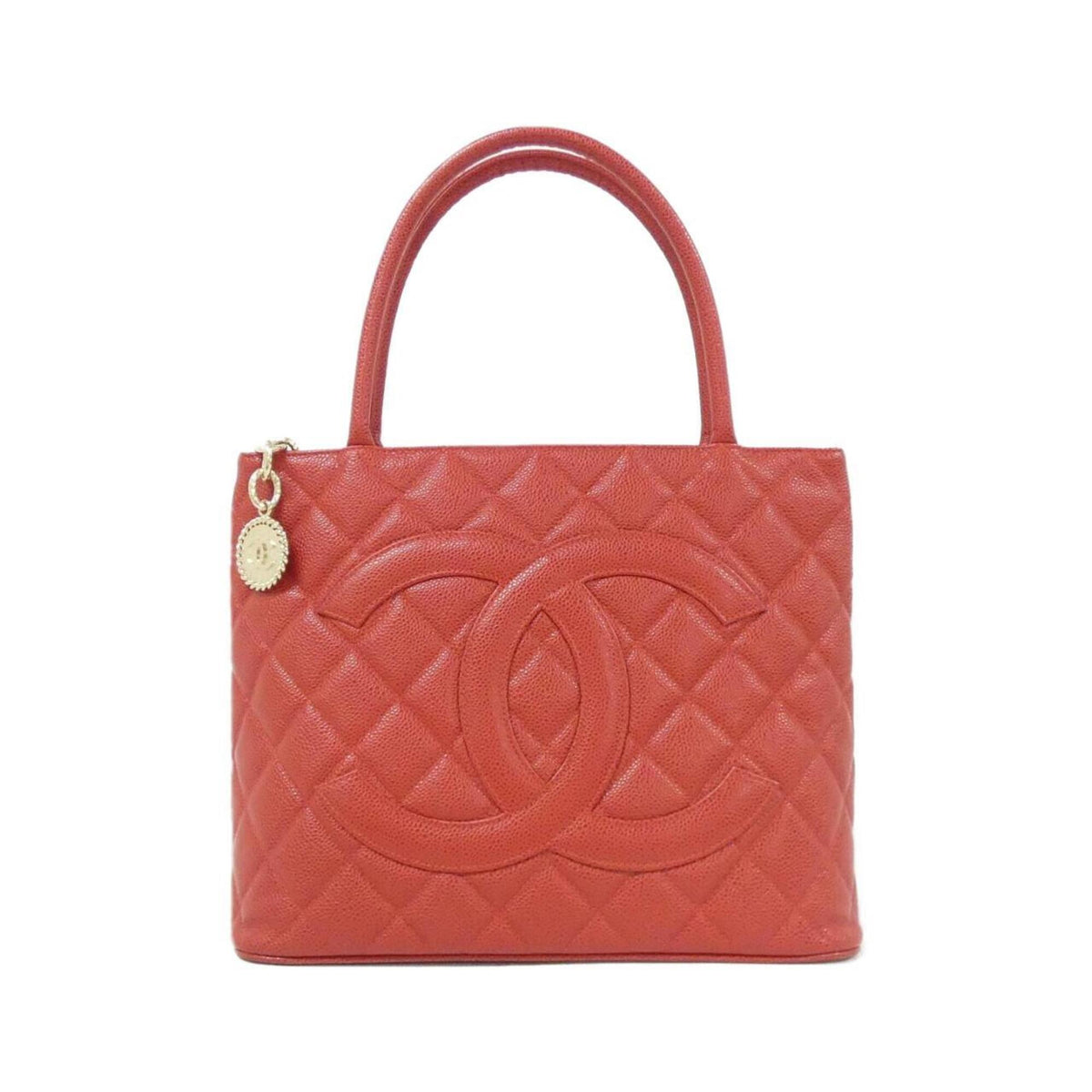 Chanel Red Color Grained Calfskin Handbag (Pre-Owned)