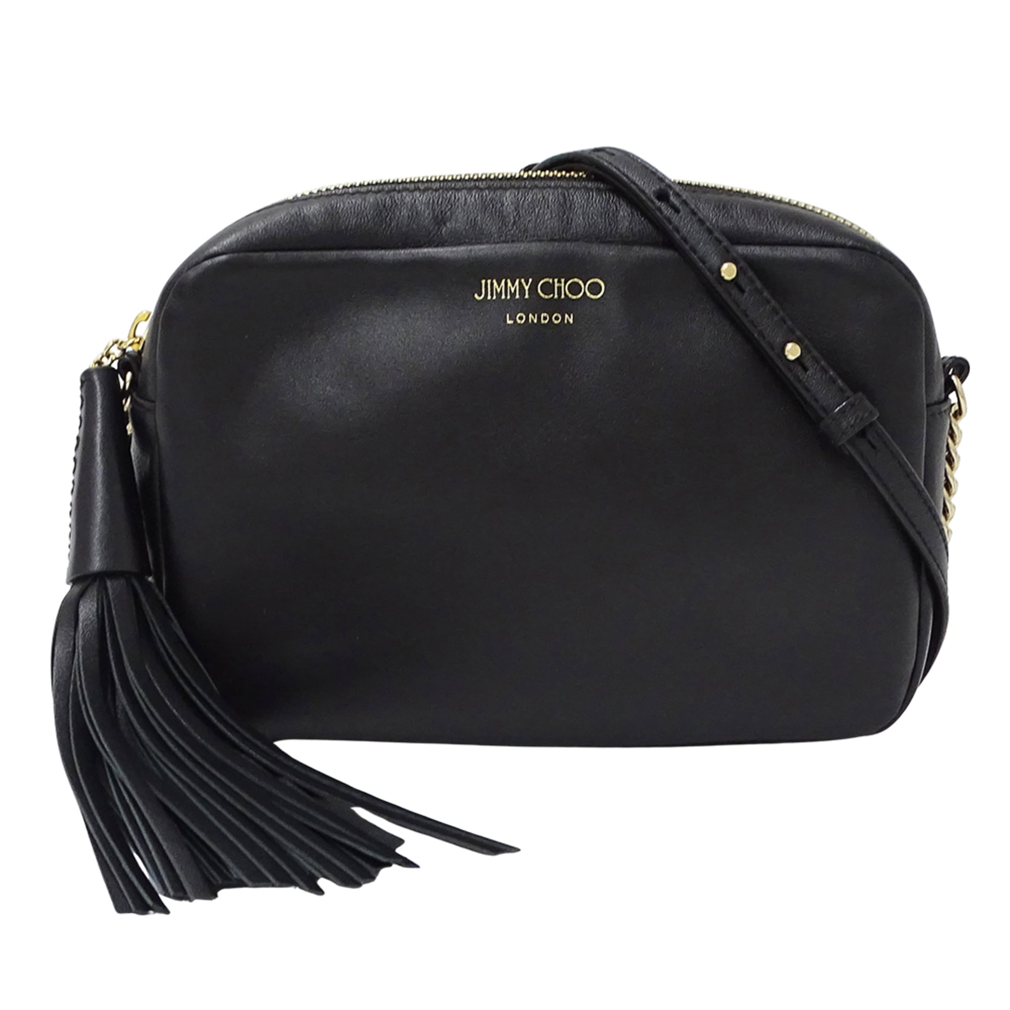 Jimmy Choo Black Leather Handbag Shoulder Bag (Pre-Owned)