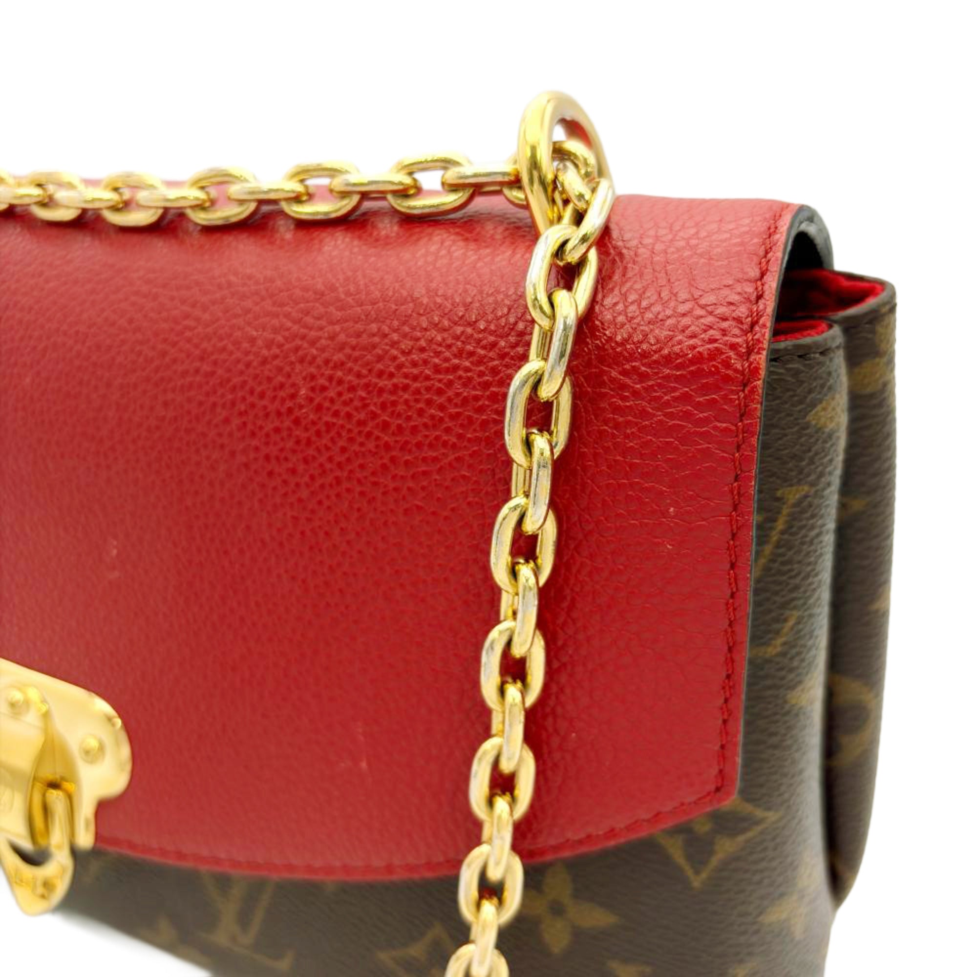 Louis Vuitton Brown Cerise Red Color Monogram Canvas Shoulder Bag (Pre-Owned)