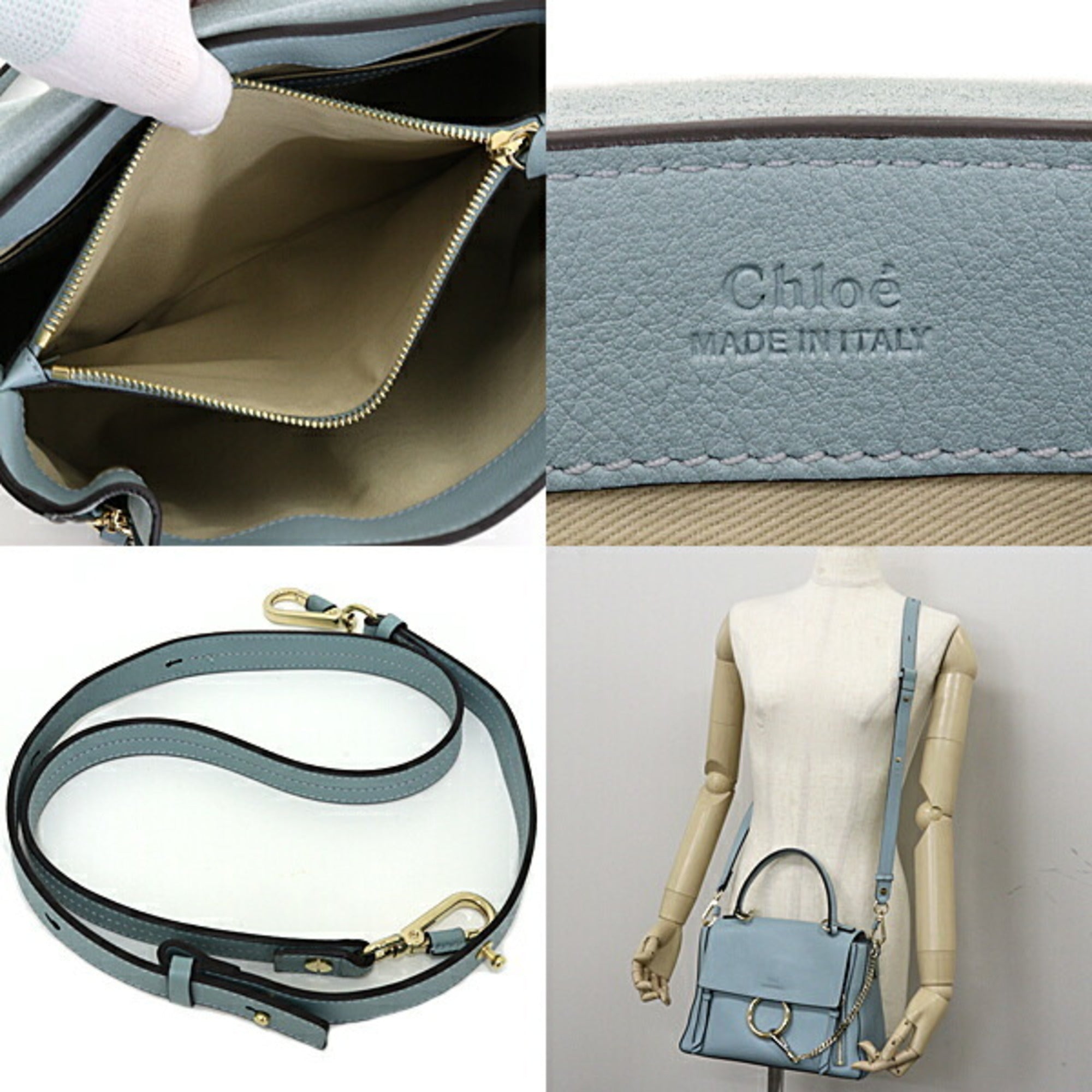 Chloé Blue Gold Leather Handbag Shoulder Bag (Pre-Owned)
