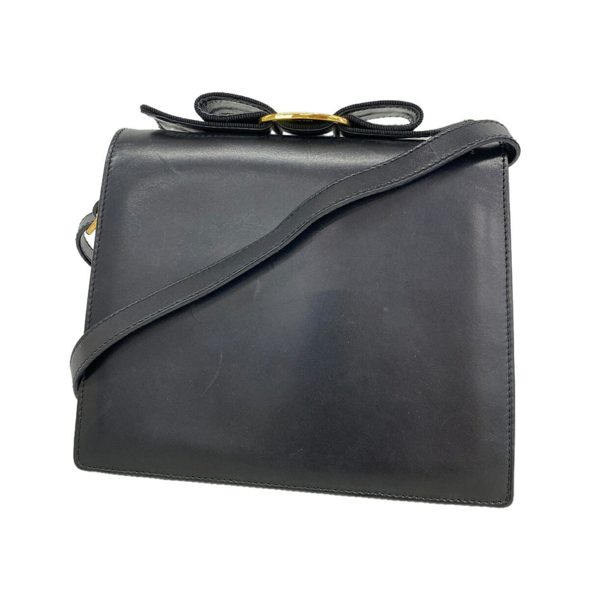 Salvatore Ferragamo Black Leather Shoulder Bag (Pre-Owned)
