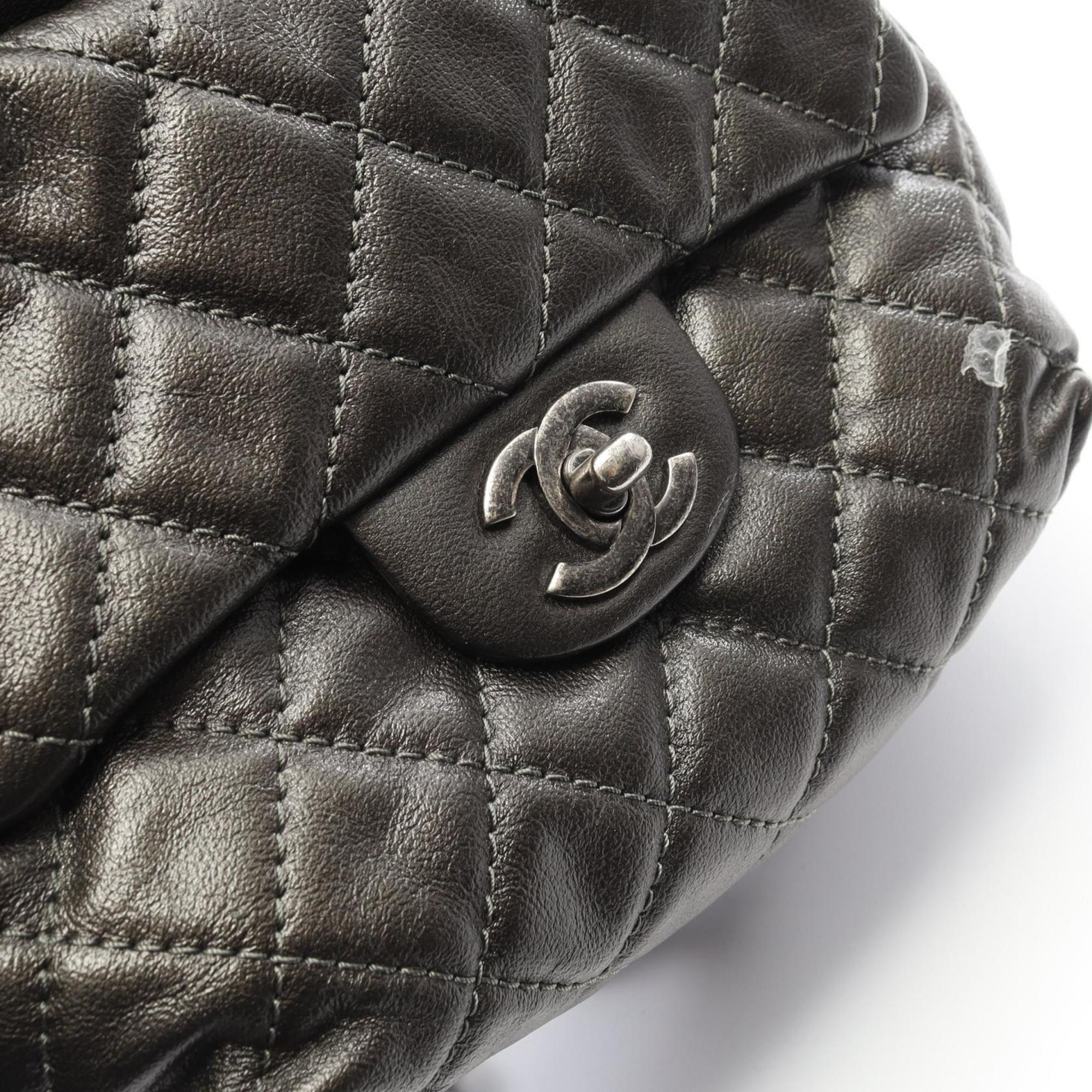Chanel Gray Leather Backpack (Pre-Owned)