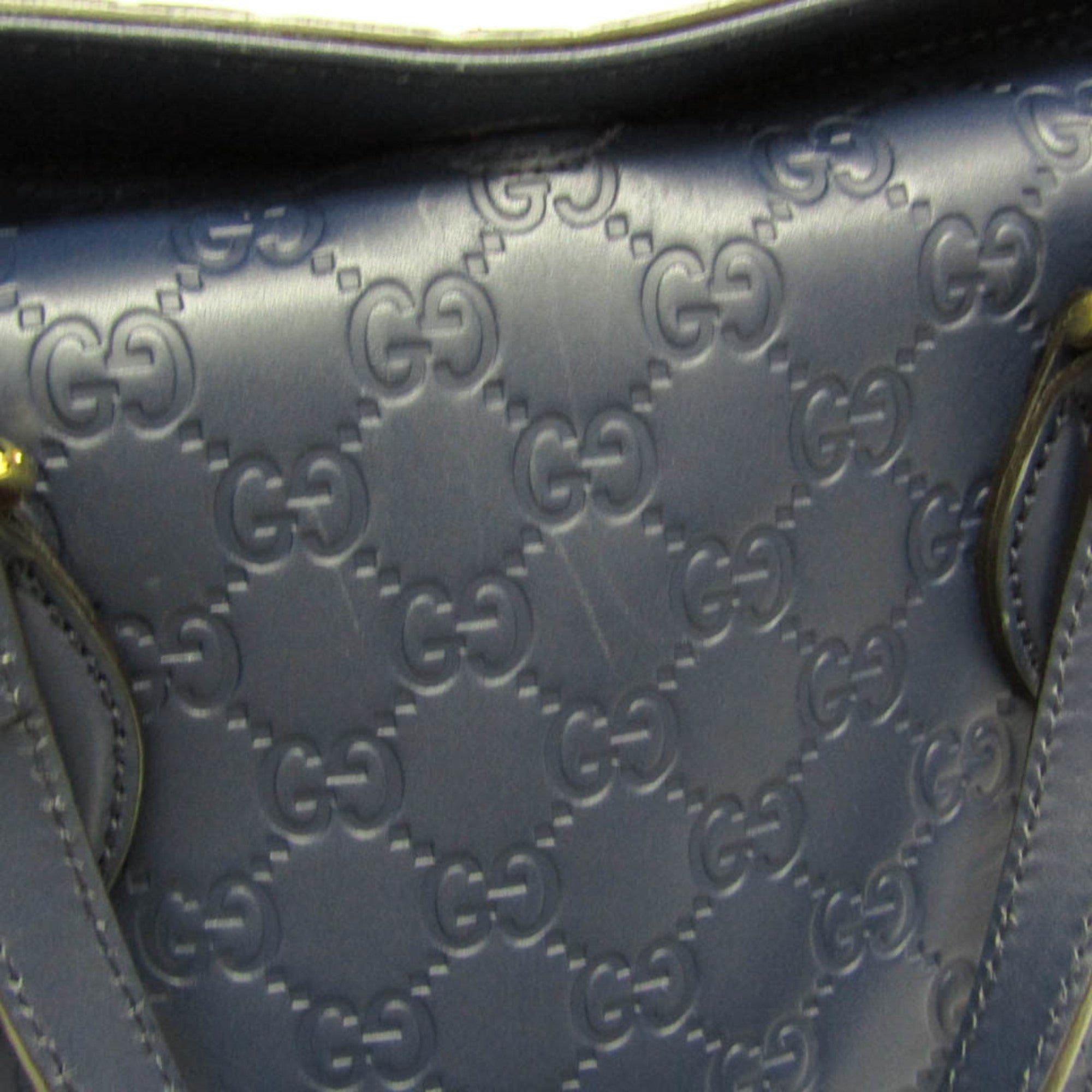 Gucci Guccissima Blue Leather Handbag Shoulder Bag (Pre-Owned)