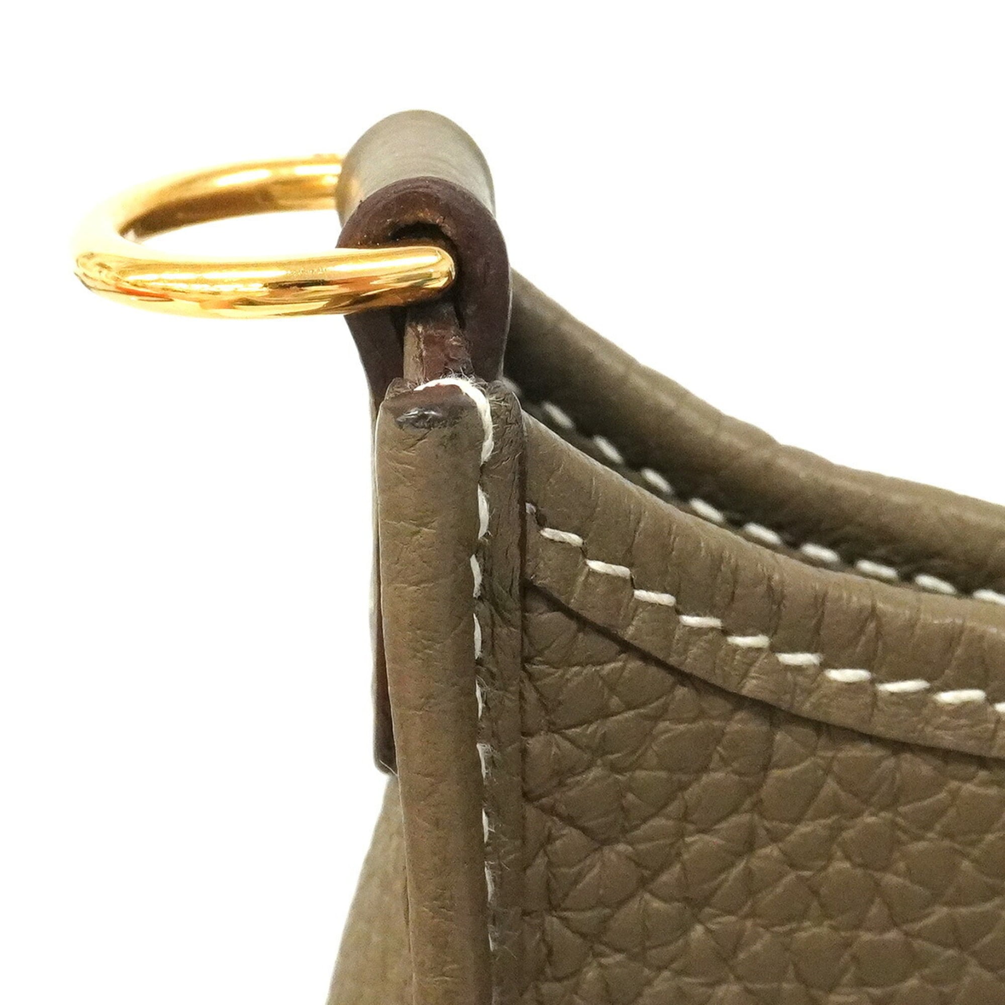 Hermes Etoupe Gray Taurillon Clemence Leather Shoulder Bag (Pre-Owned)