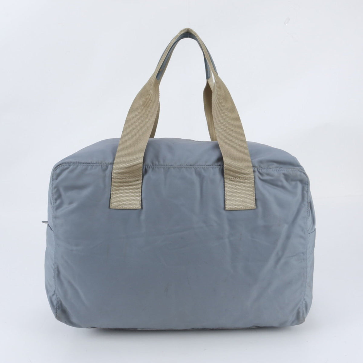 Prada Blue Leather Nylon Boston Bag Tote Bag (Pre-Owned)