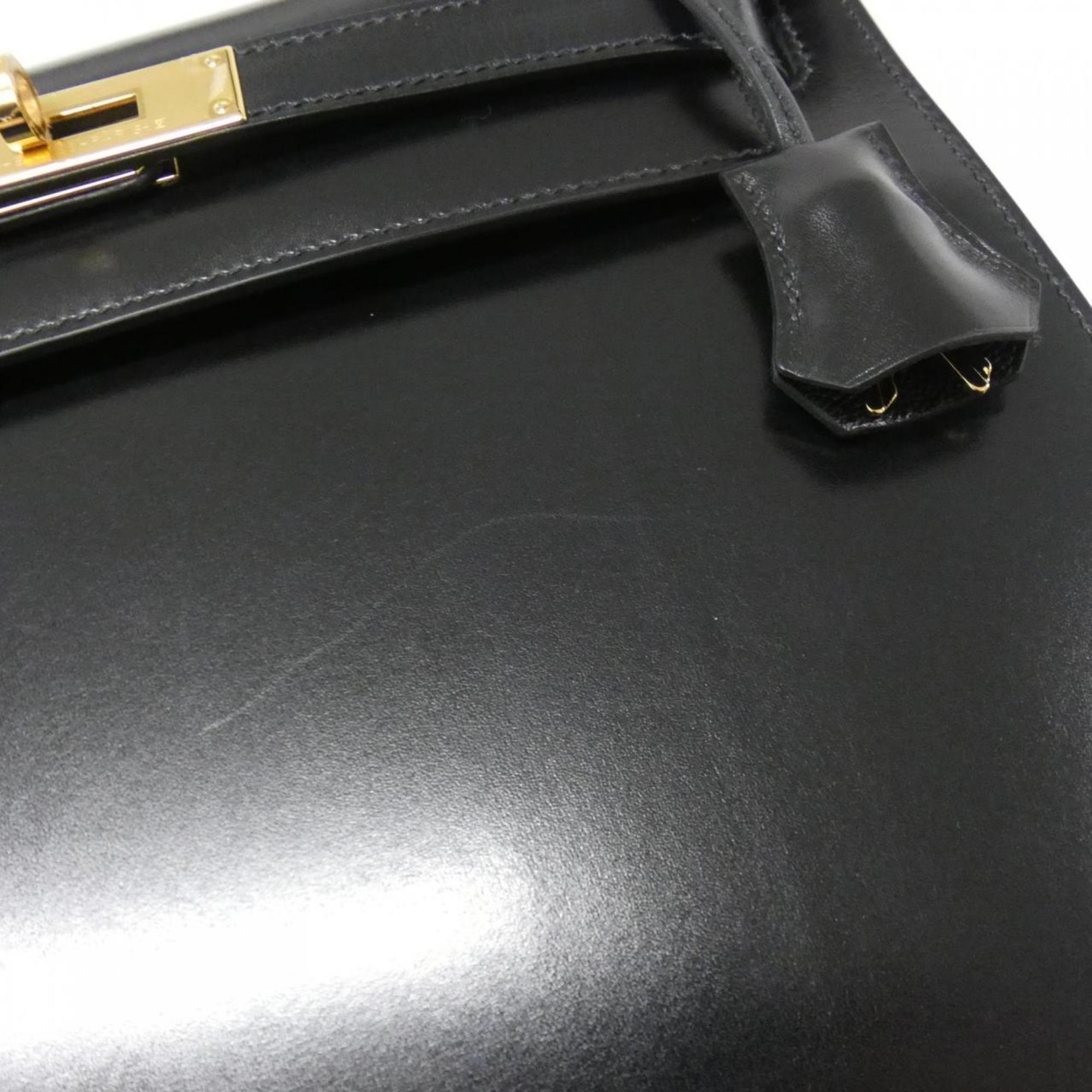 Hermes Black Box Calf Leather Handbag (Pre-Owned)