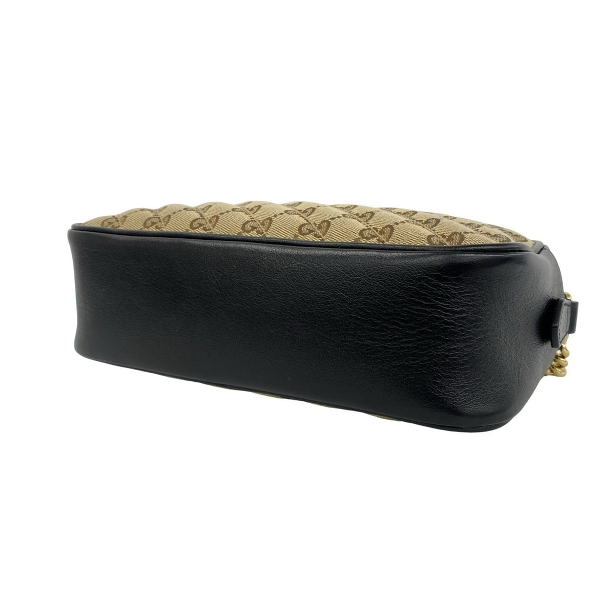 Gucci Black Brown Canvas Leather Pochette Shoulder Bag (Pre-Owned)