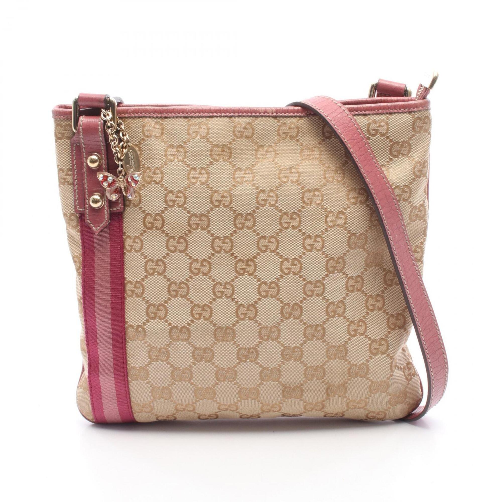 Gucci Beige Pink Gg Canvas Leather Handbag Shoulder Bag (Pre-Owned)
